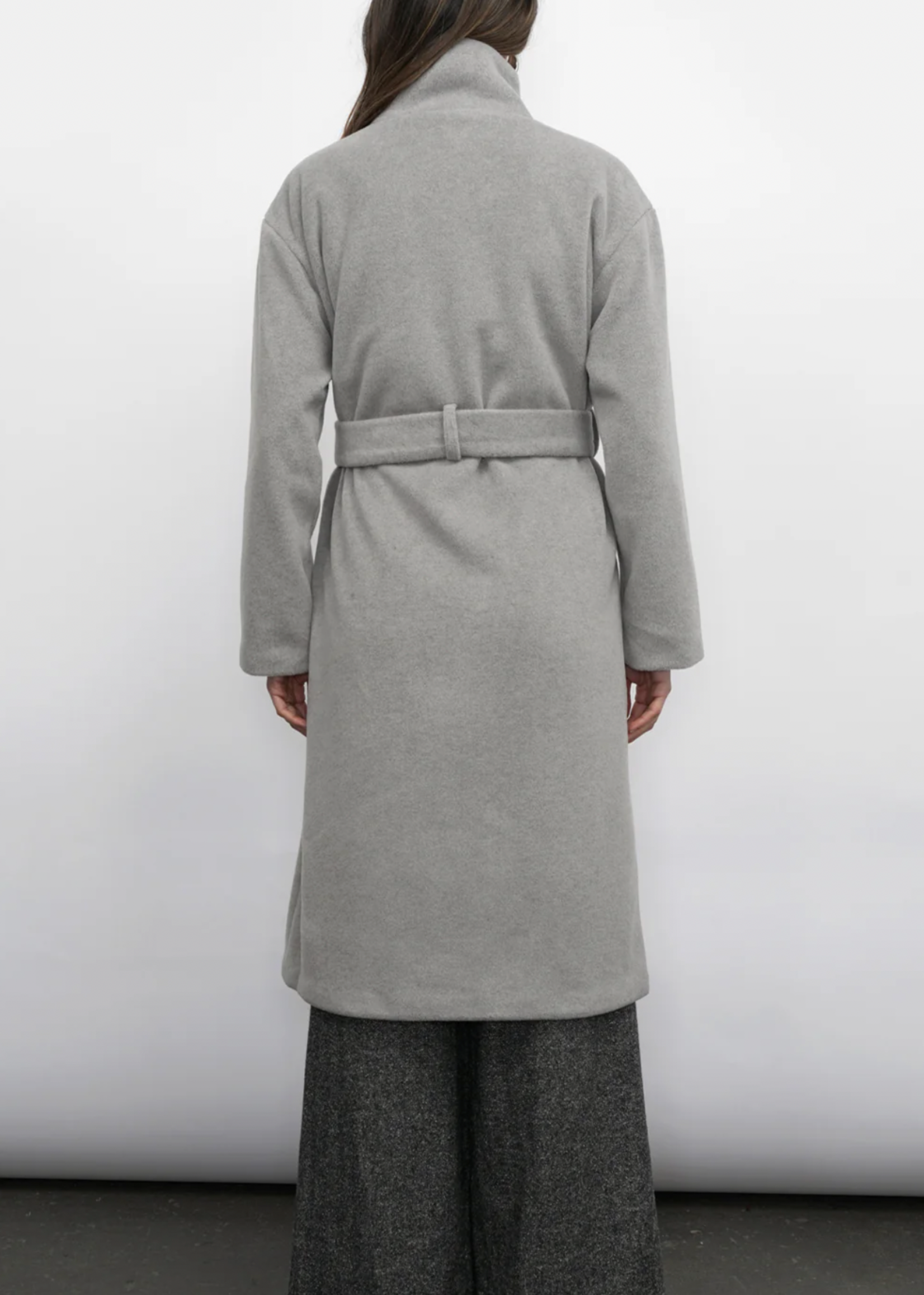 Elitaire Boutique Nessa Funnel Neck Coat in Smoke