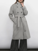 Elitaire Boutique Nessa Funnel Neck Coat in Smoke