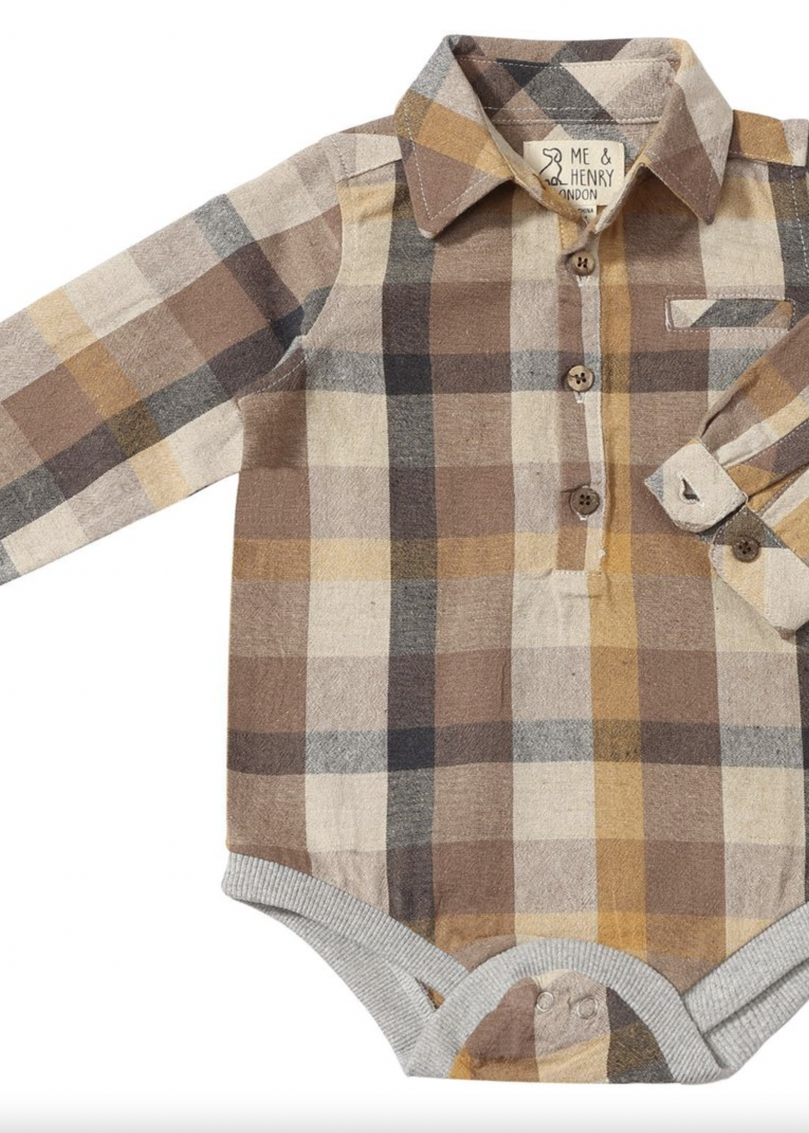 Elitaire Petite Jasper Onesie in Brown Madras