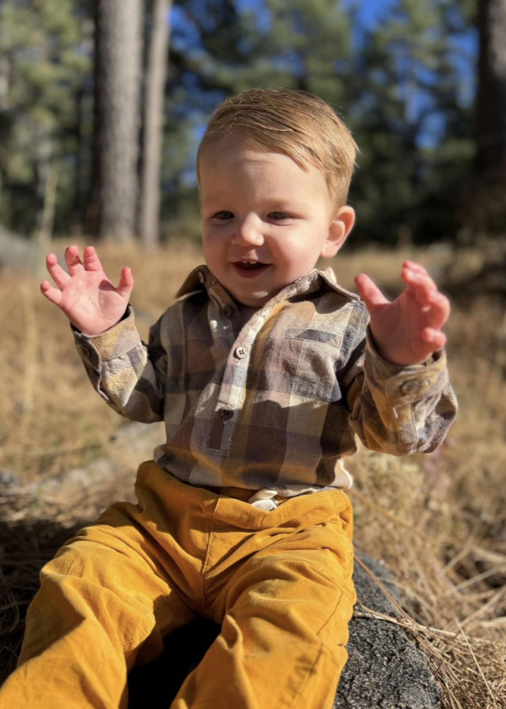 Elitaire Petite Jasper Onesie in Brown Madras