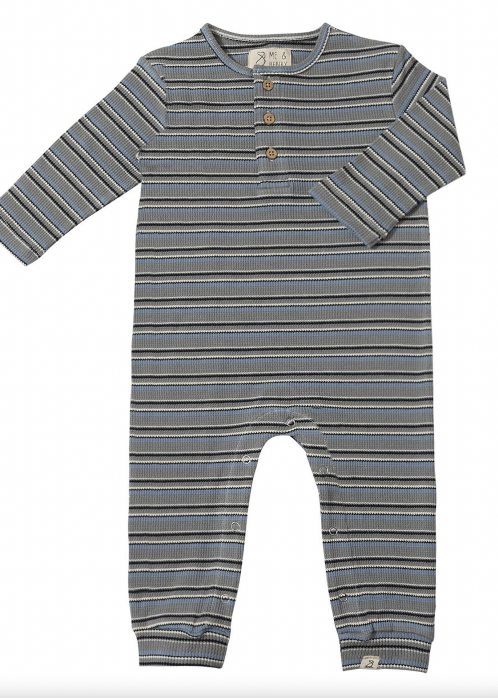 Elitaire Petite Mason Blue Stripe Henley Romper