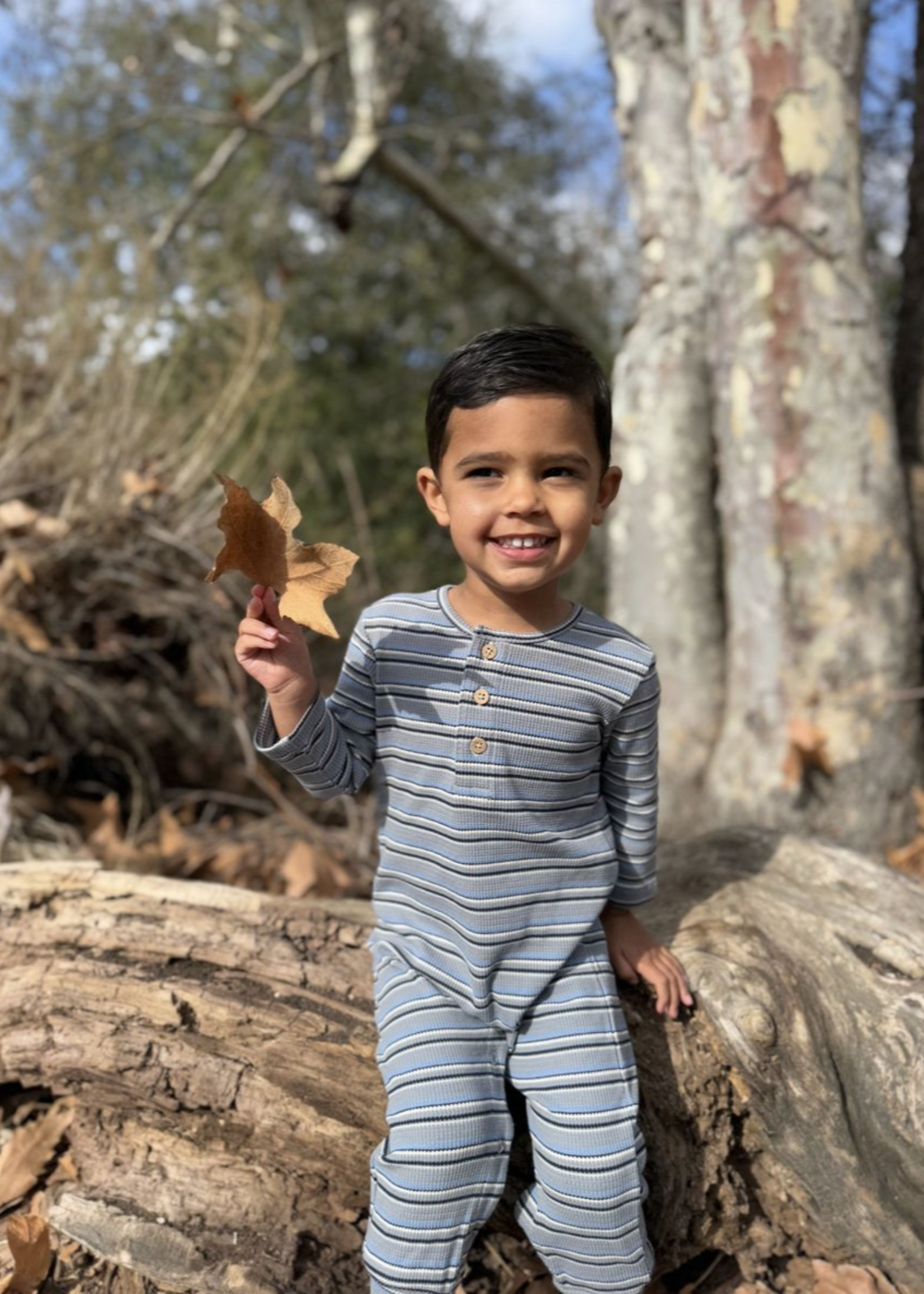 Elitaire Petite Mason Blue Stripe Henley Romper