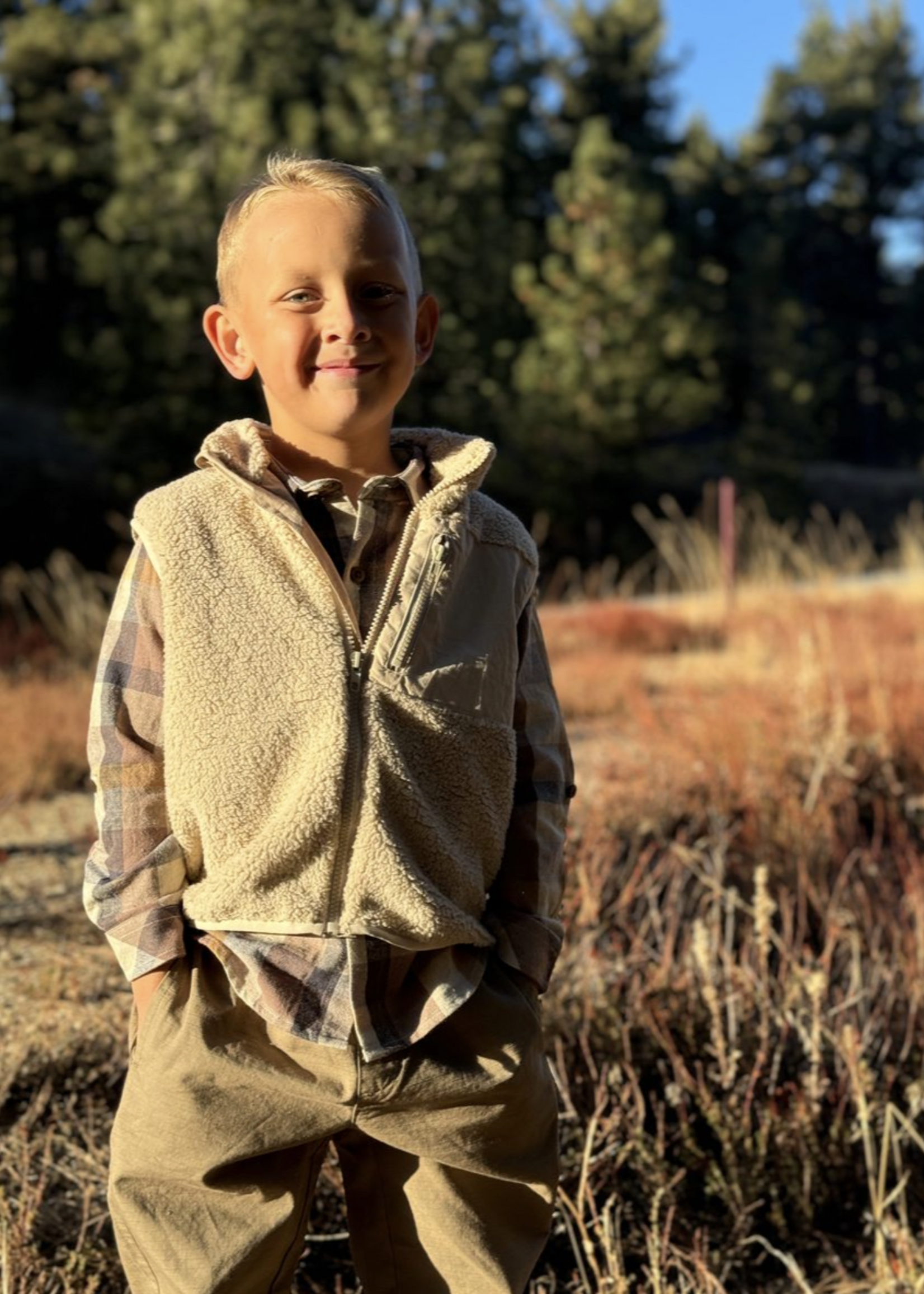 Elitaire Petite Gilt Sherpa Vest in Beige