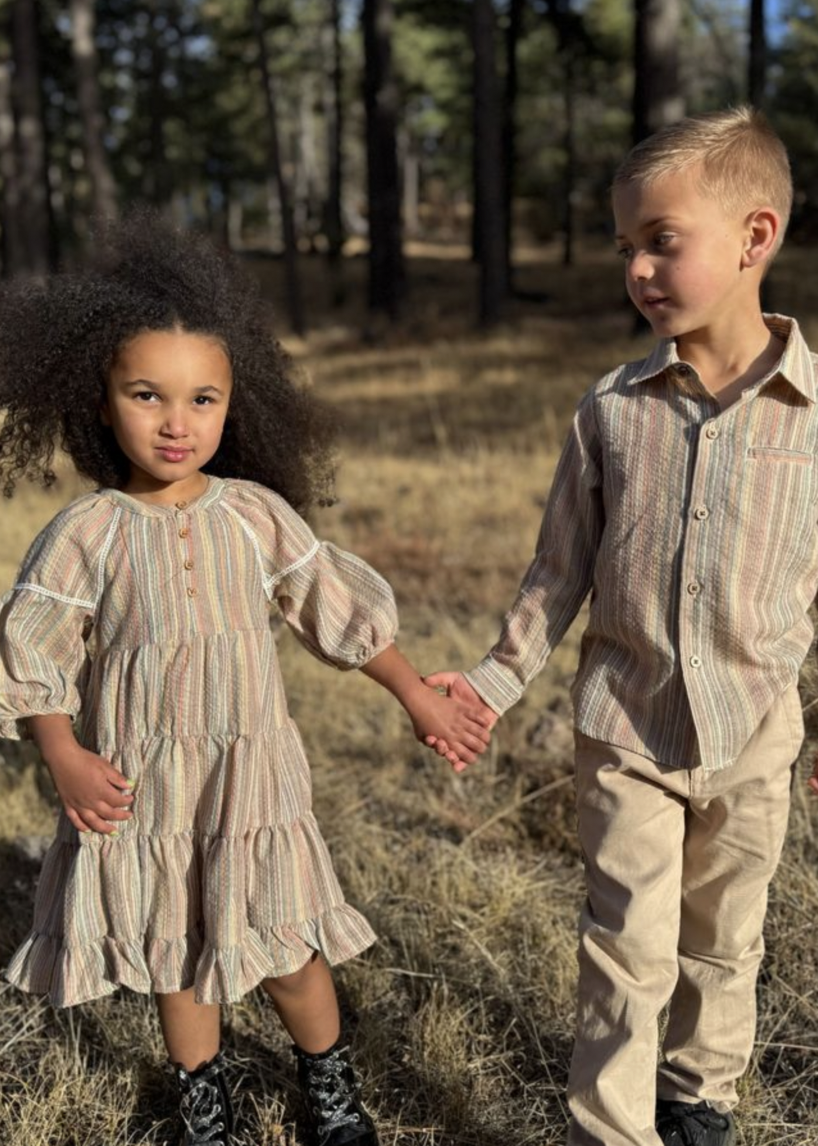 Elitaire Petite Sadie Dress in Fall Stripe