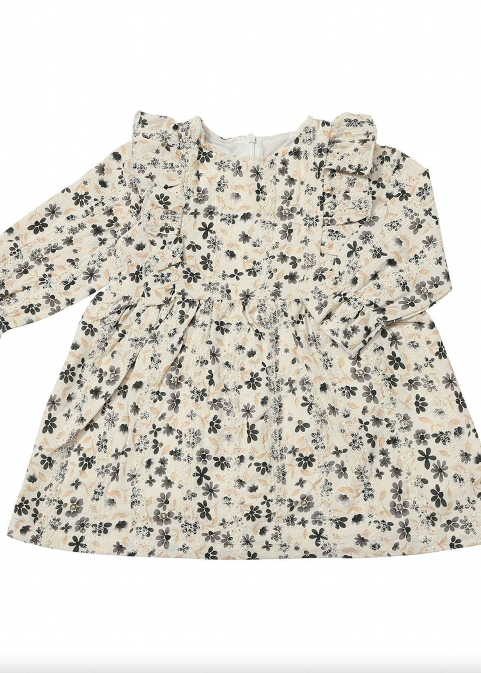 Elitaire Petite Sloane Dress in Charcoal Floral Eyelet