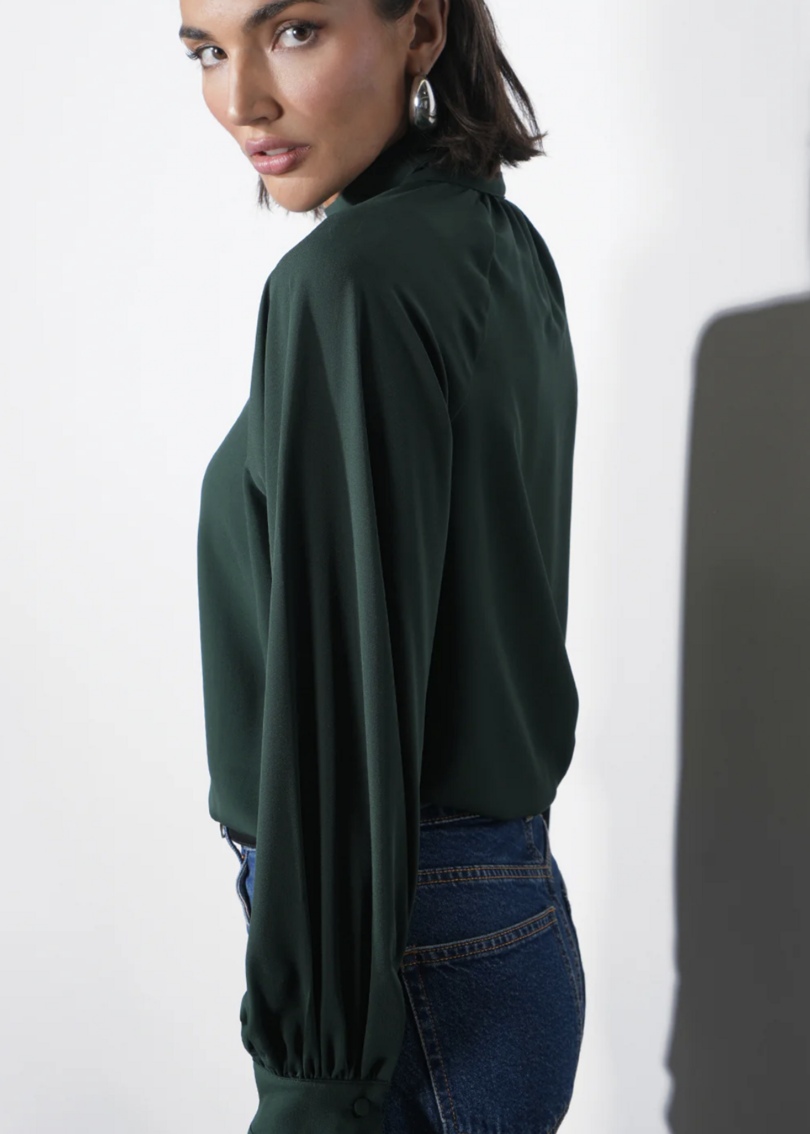 Elitaire Boutique Liv Mock Neck Tie Blouse