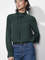 Elitaire Boutique Liv Mock Neck Tie Blouse