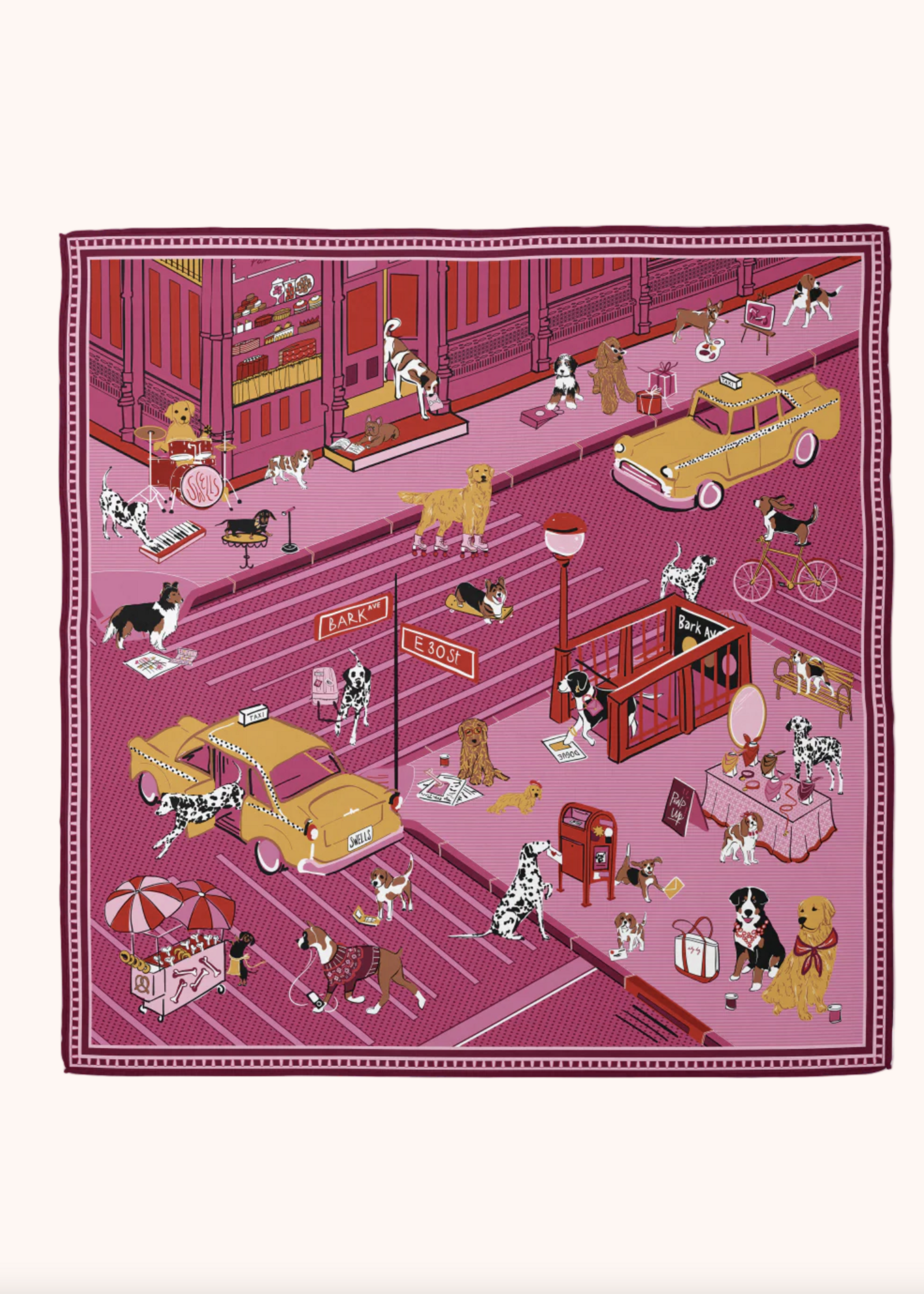 Elitaire Boutique Tails of New York Silk Scarf by Swells - Magenta