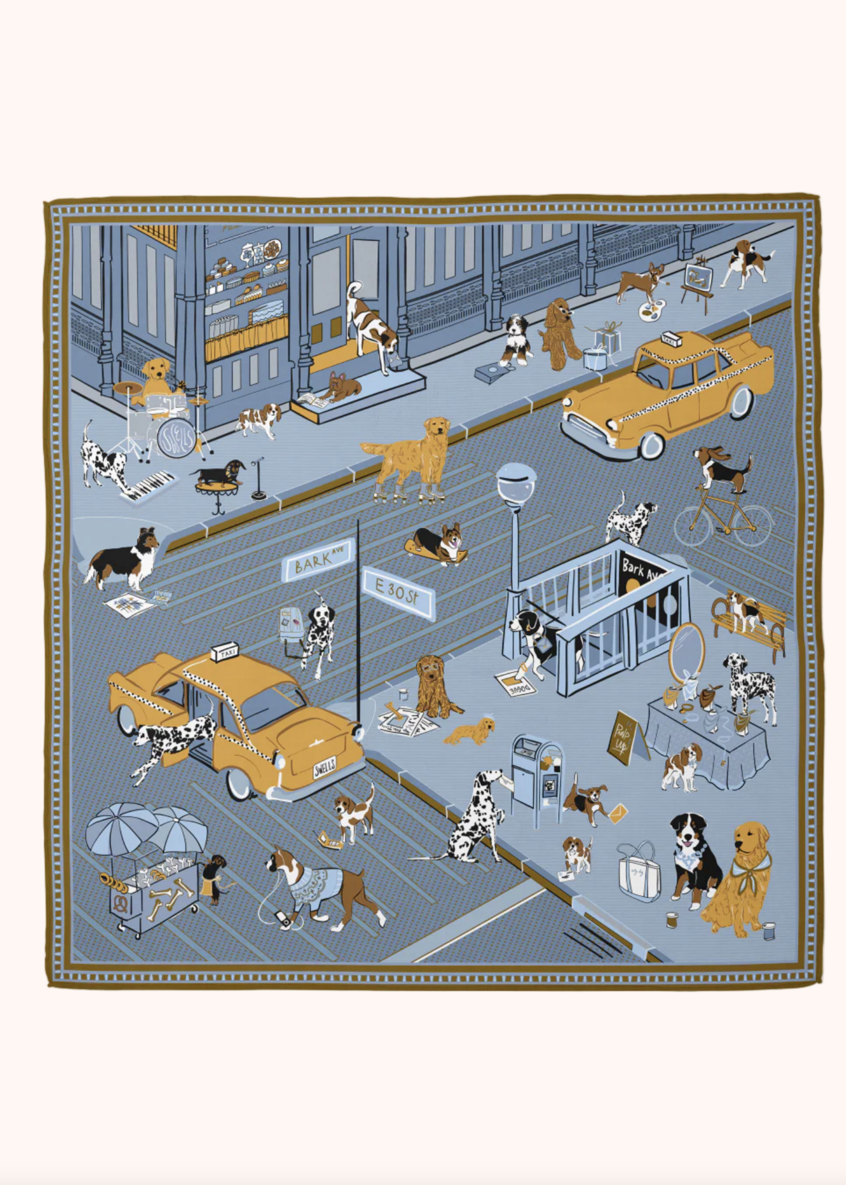 Elitaire Boutique Tails of New York Silk Scarf by Swells - Slate