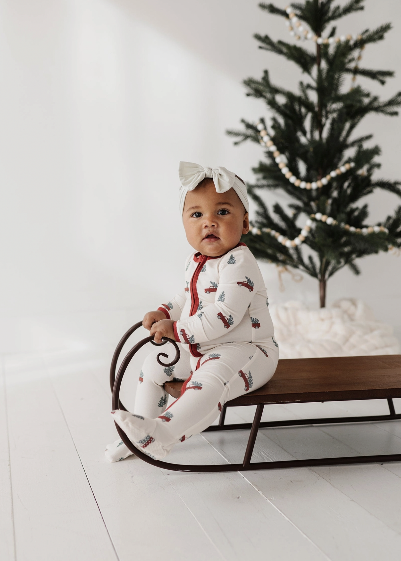 Elitaire Petite Christmas Trucks Footie Romper