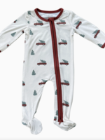 Elitaire Petite Christmas Trucks Footie Romper