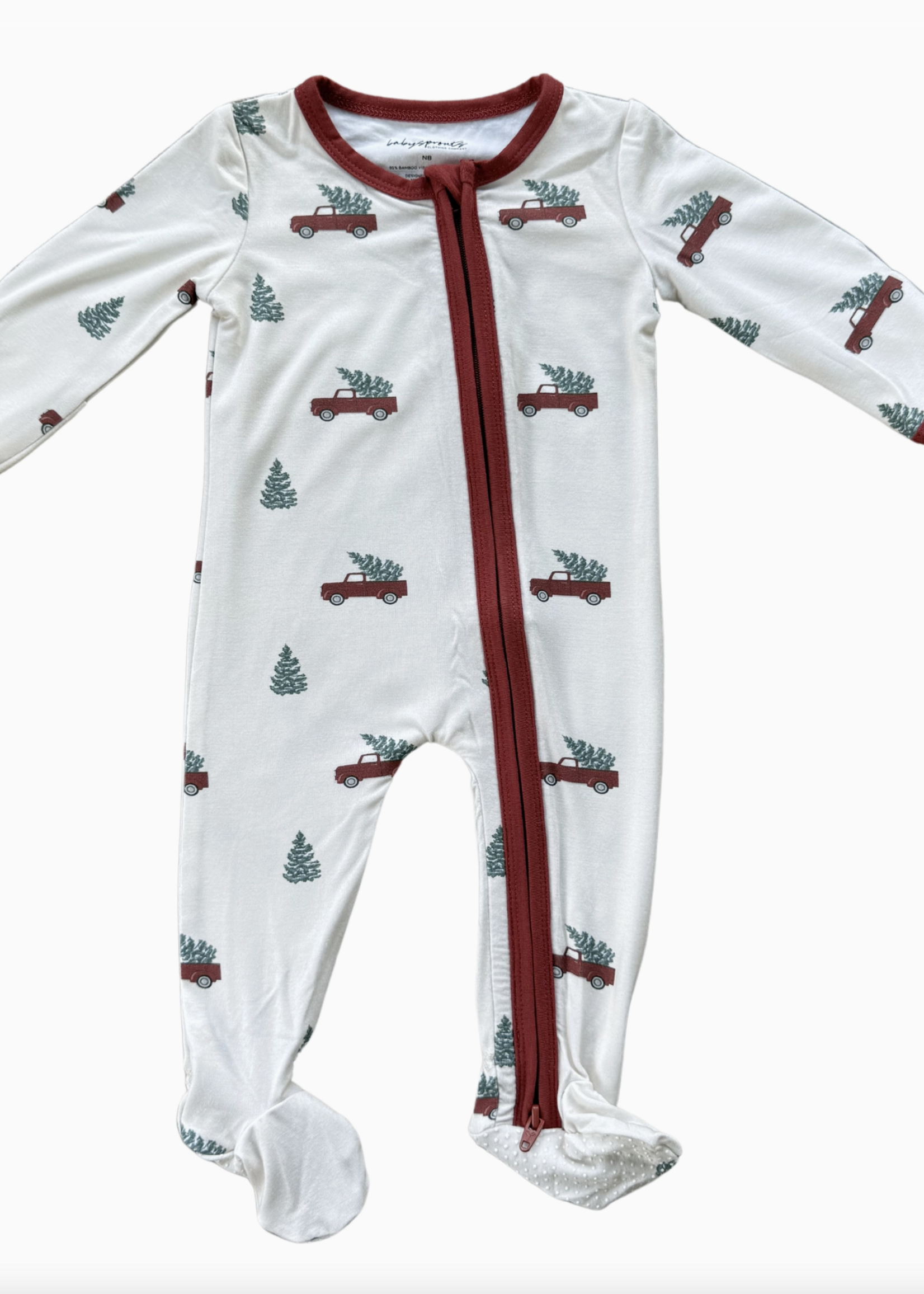 Elitaire Petite Christmas Trucks Footie Romper