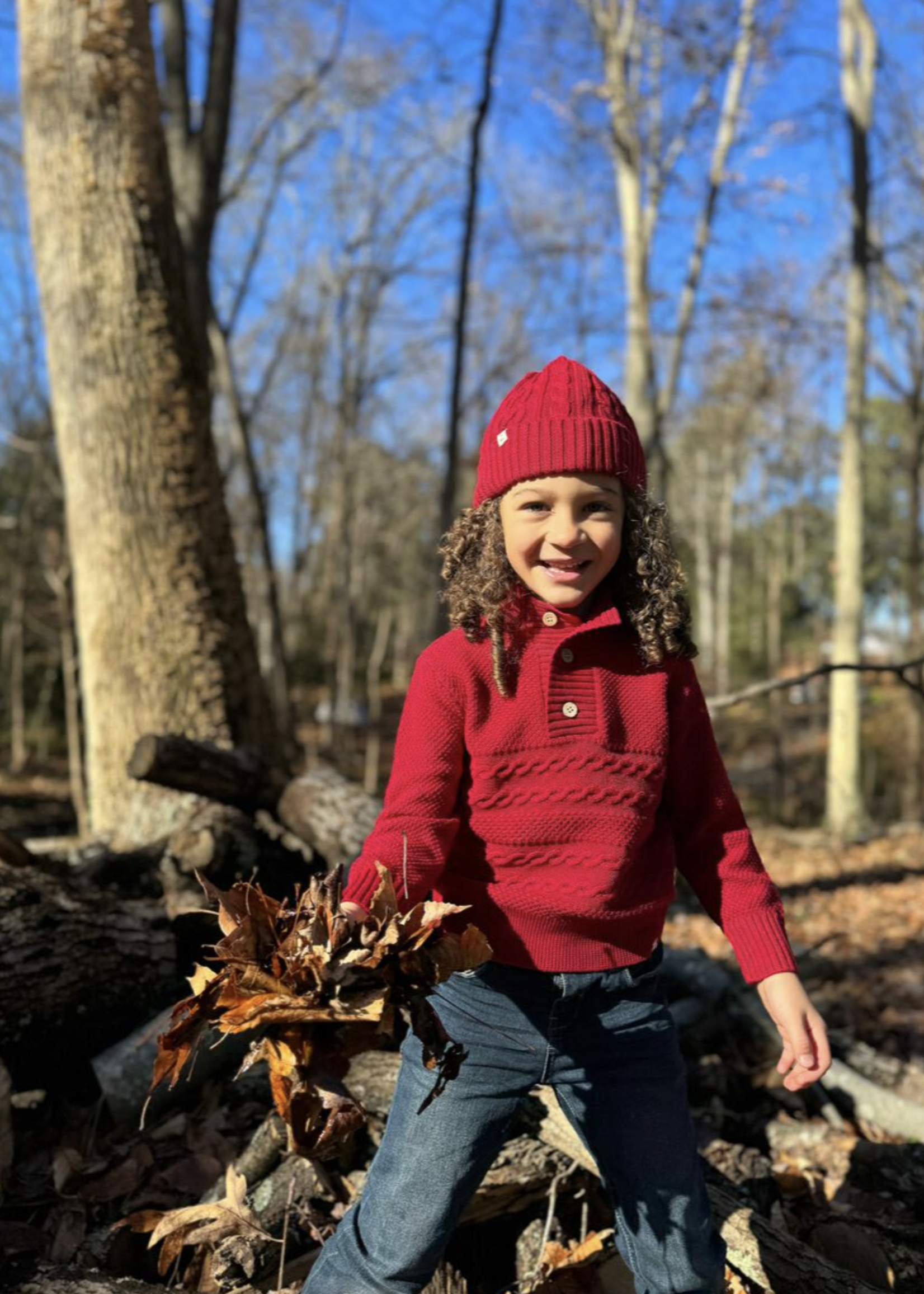 Elitaire Petite Red Cable Knit Sweater