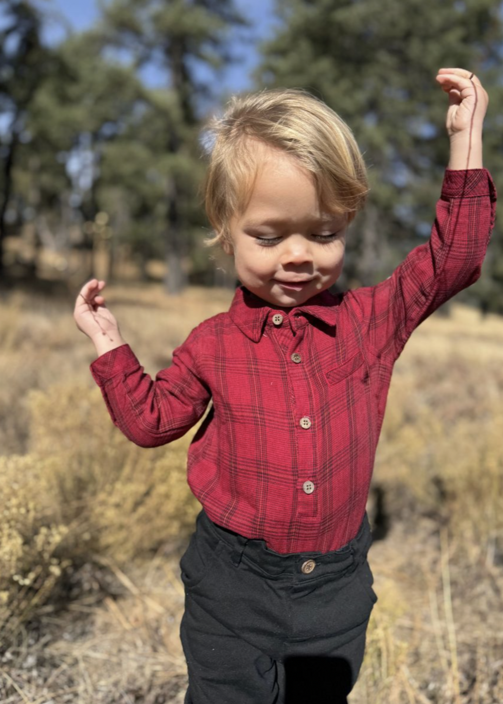 Elitaire Petite Jasper Onesie + Shirt in Red/Black Plaid