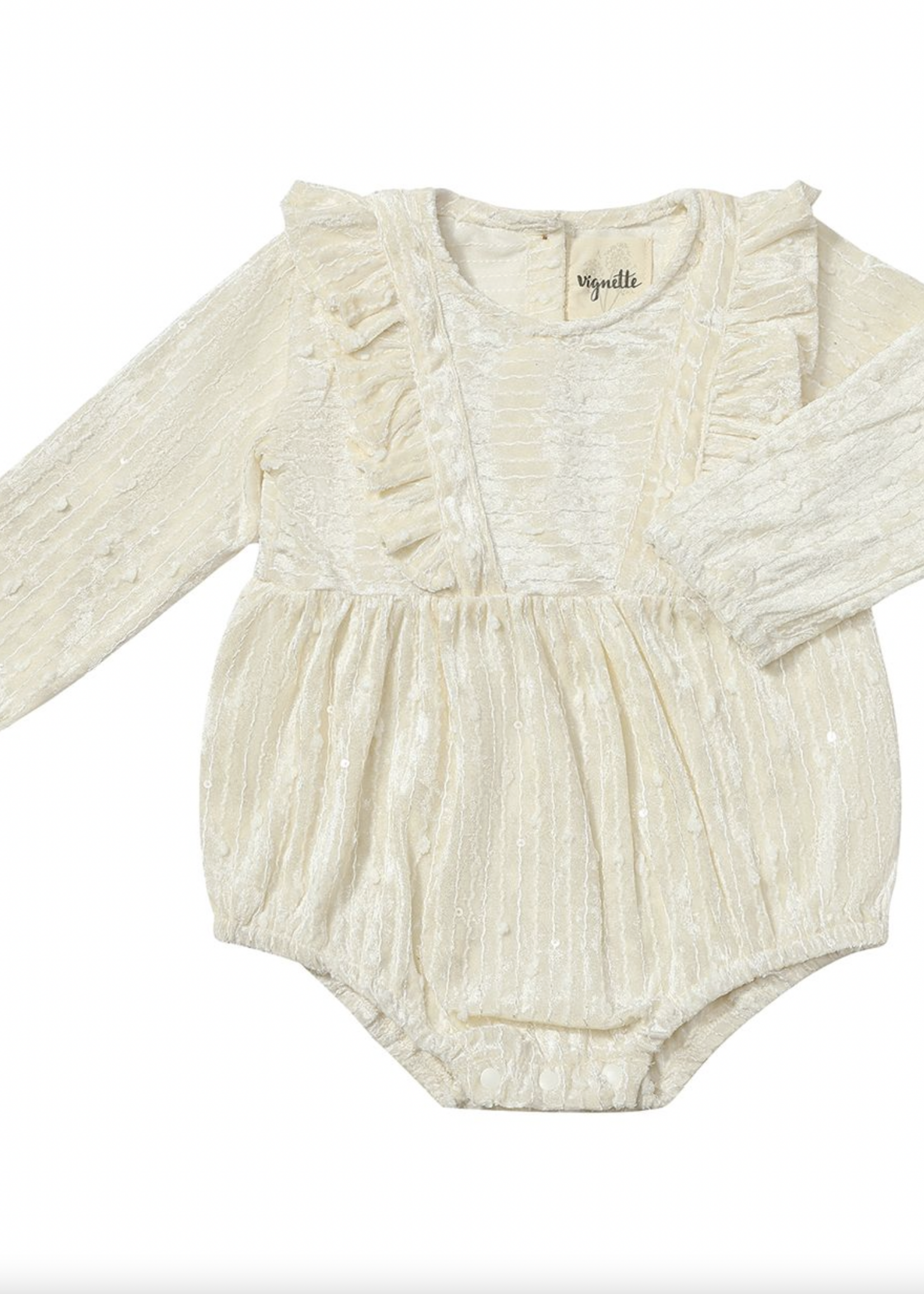 Elitaire Petite Willow Bubble + Dress in Ivory Sequin Velvet