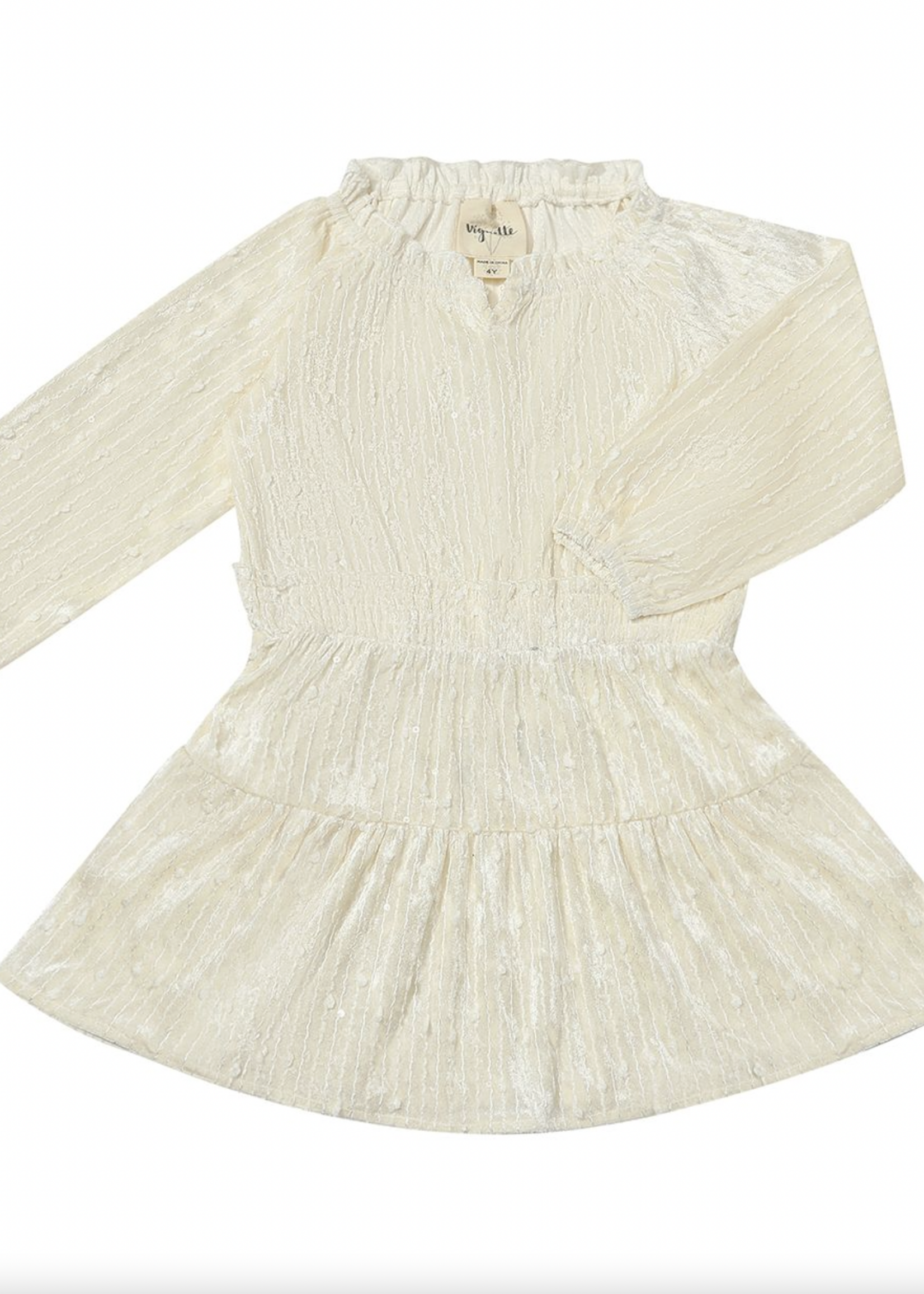Elitaire Petite Willow Bubble + Dress in Ivory Sequin Velvet