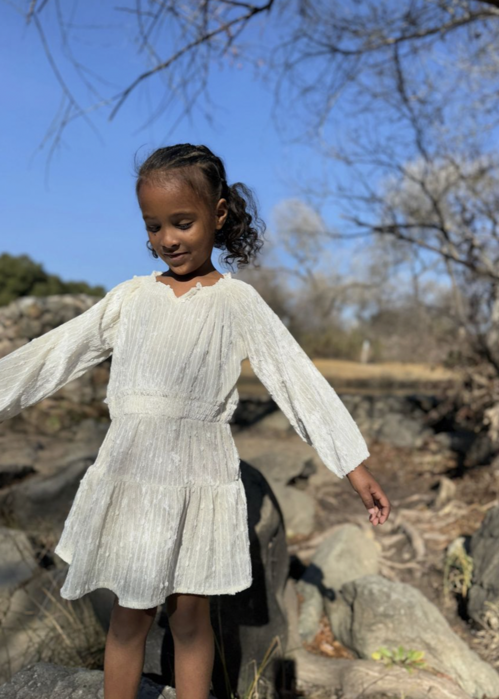 Elitaire Petite Willow Bubble + Dress in Ivory Sequin Velvet