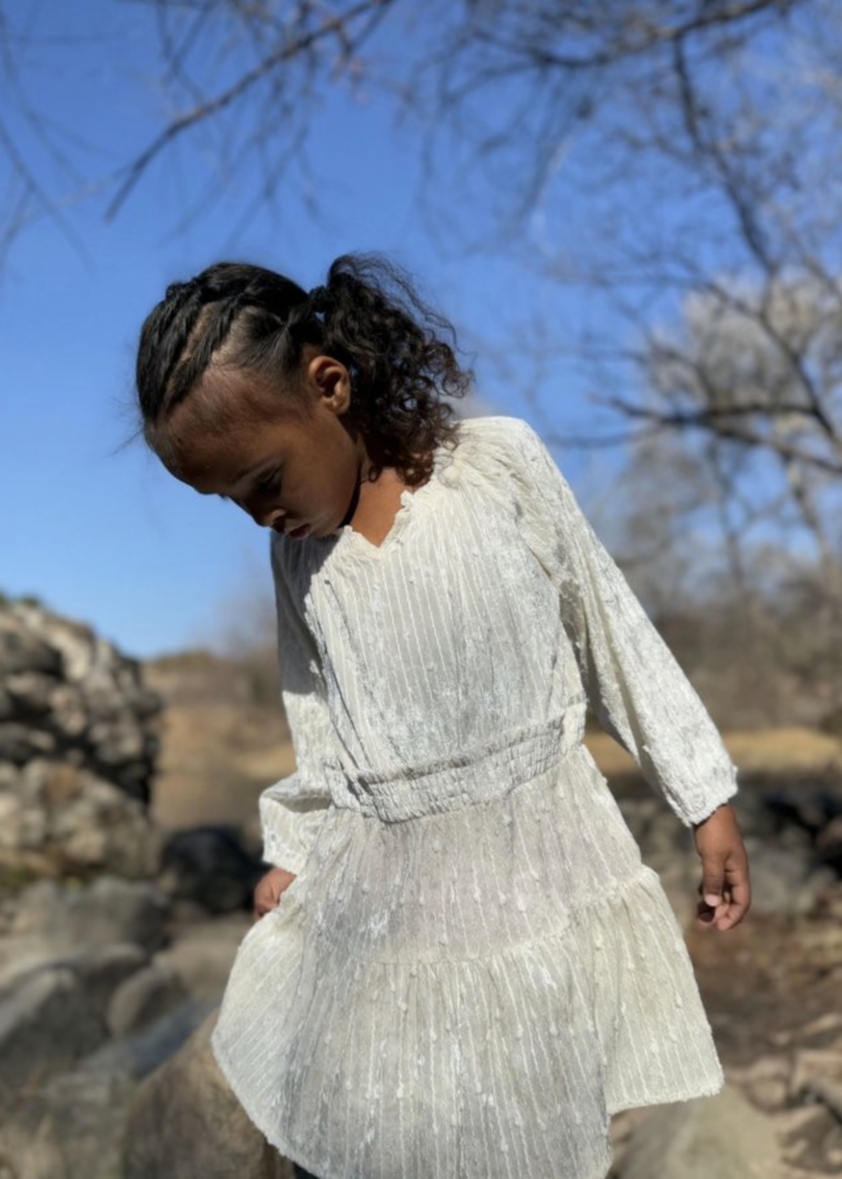 Elitaire Petite Willow Bubble + Dress in Ivory Sequin Velvet