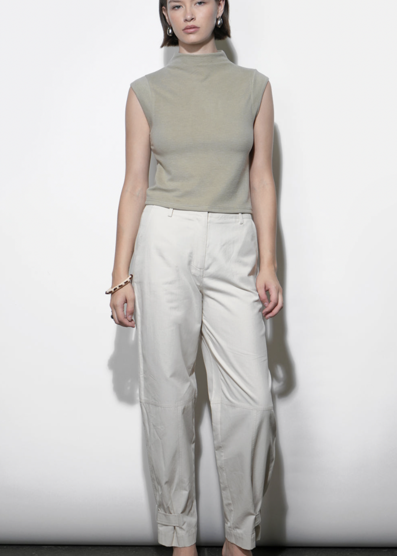 Elitaire Boutique Paloma Funnel Neck Knit Top in Olive