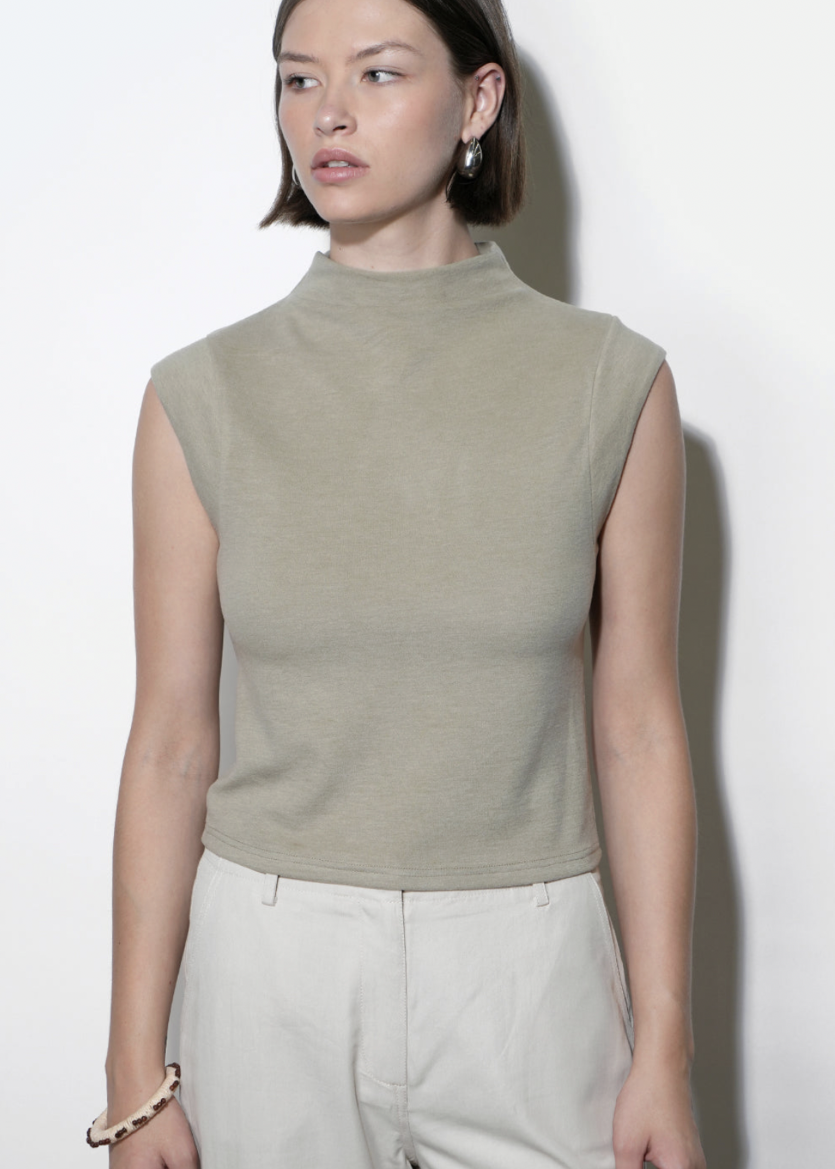 Elitaire Boutique Paloma Funnel Neck Knit Top in Olive