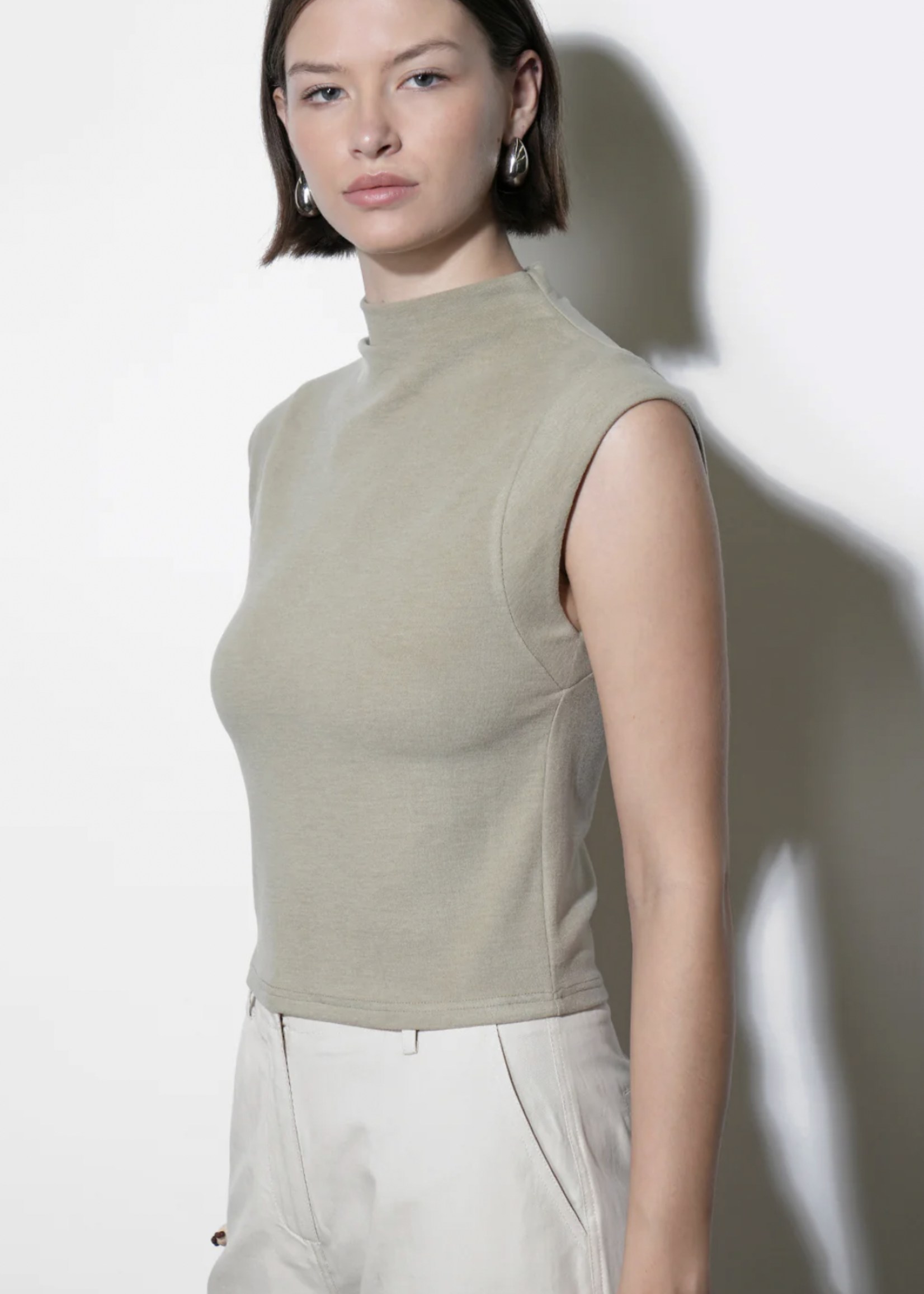 Elitaire Boutique Paloma Funnel Neck Knit Top in Olive