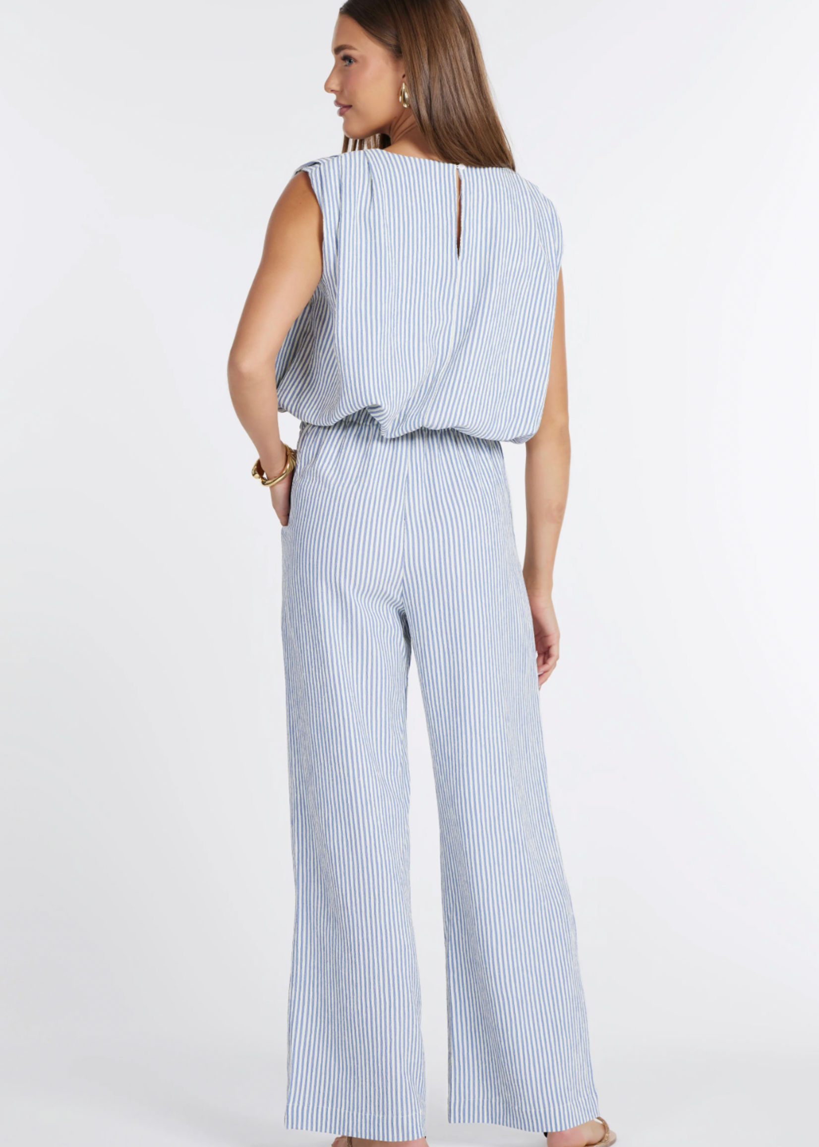 Elitaire Boutique Serafina Pants in Blue Stripe