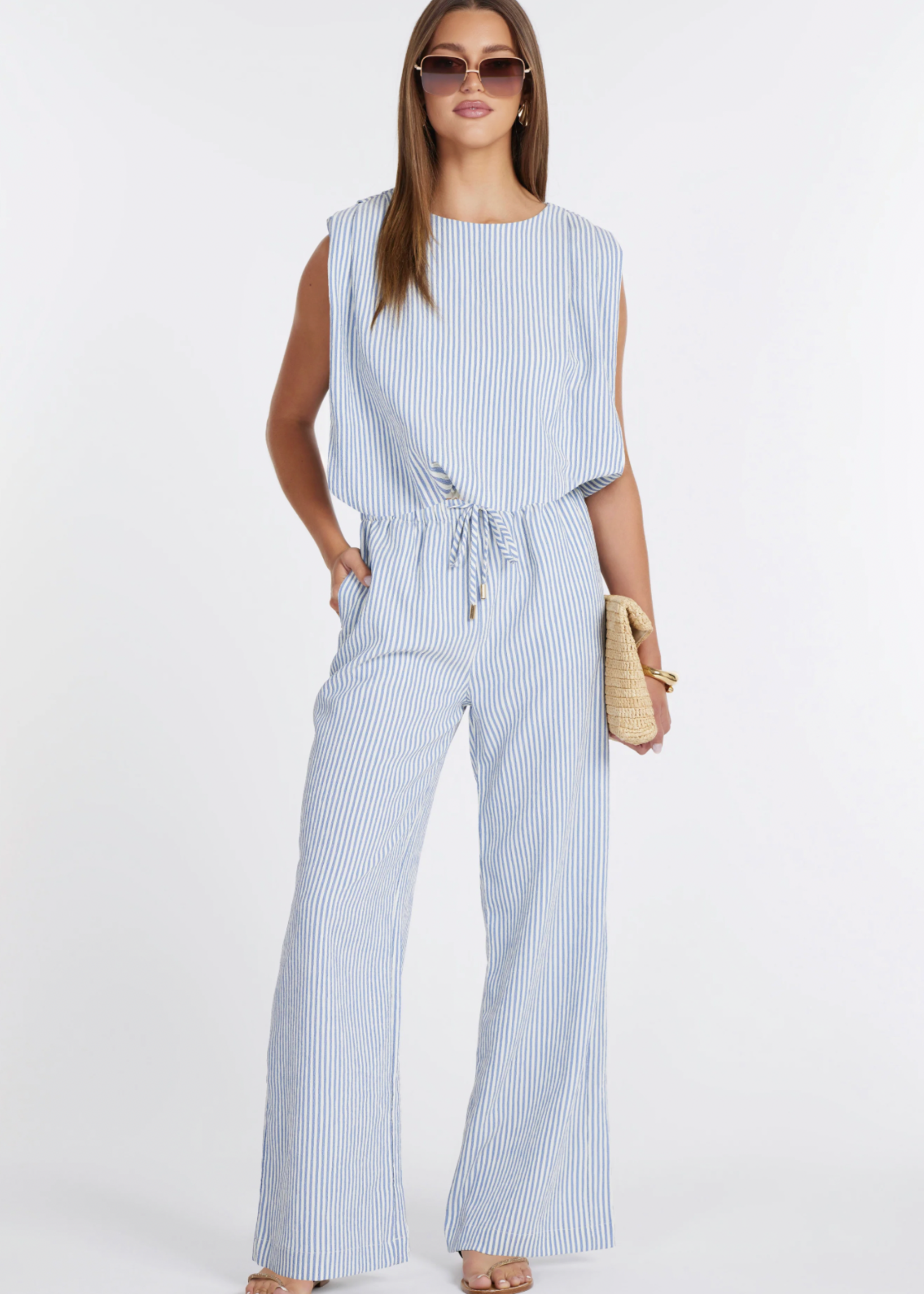 Elitaire Boutique Serafina Pants in Blue Stripe