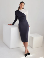Elitaire Boutique Colorblock Midi Dress