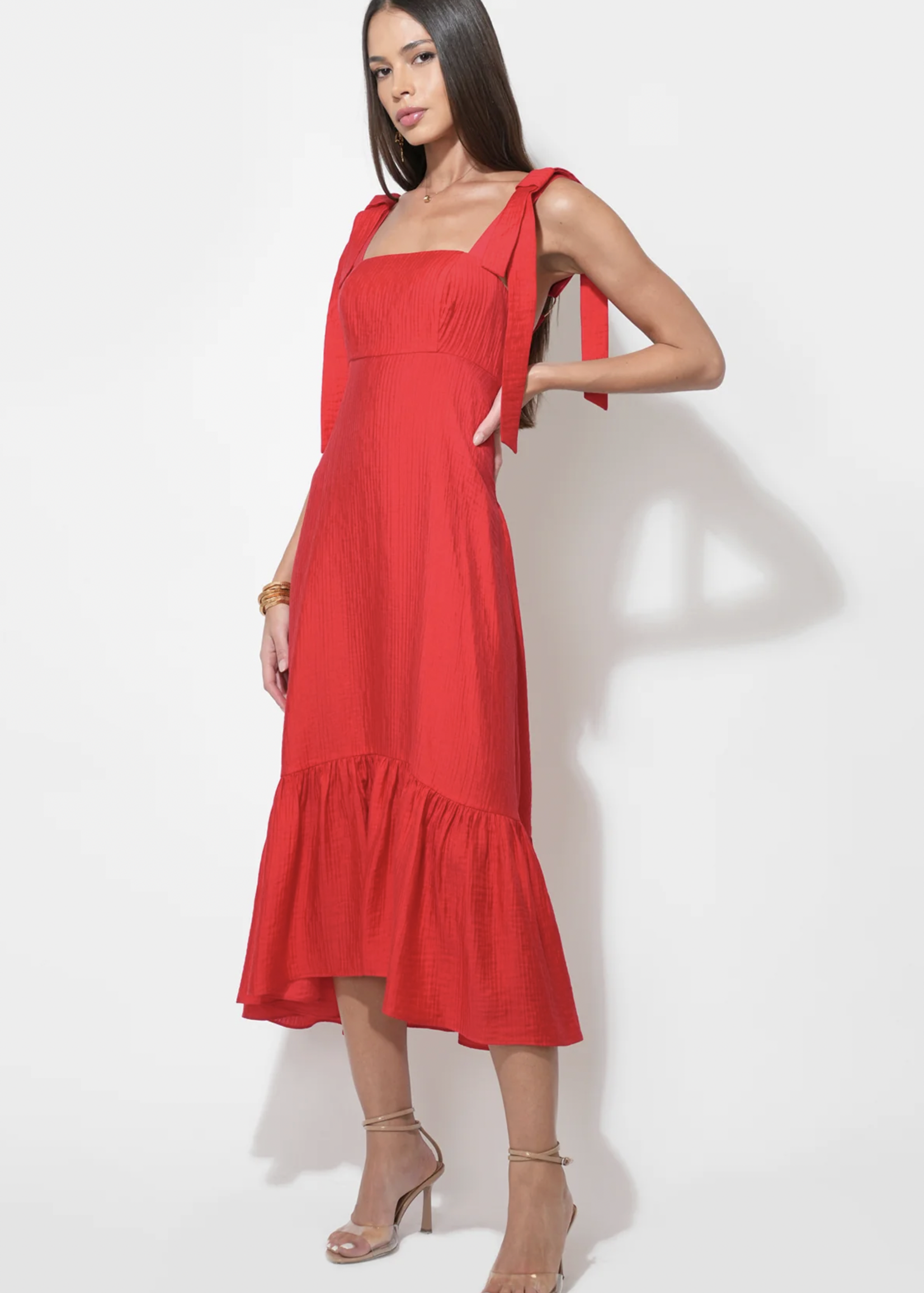 Elitaire Boutique Ingrid Bow Strap Midi Dress