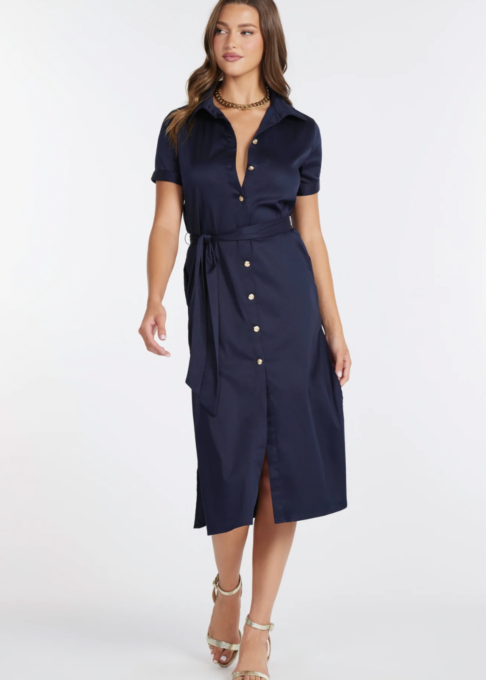 Elitaire Boutique Lauren Navy Shirt Dress