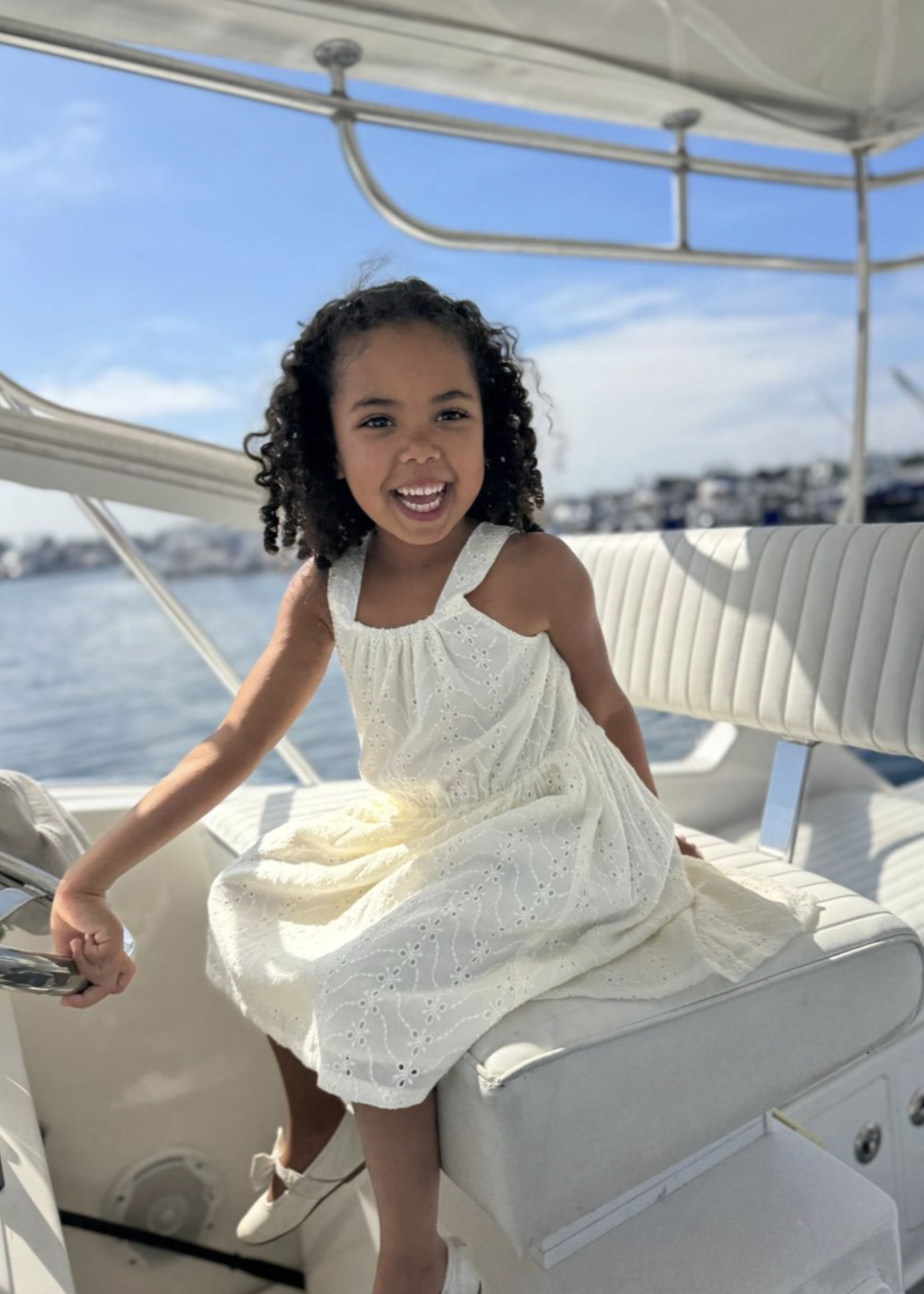 Elitaire Petite Sloane Dress in Cream Eyelet