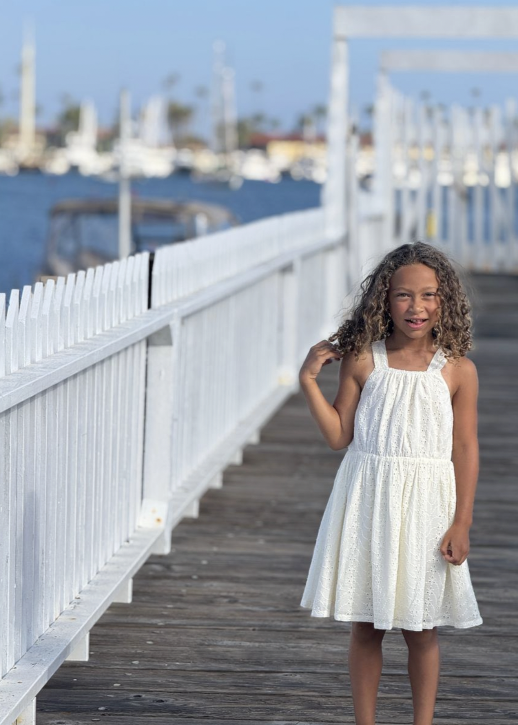 Elitaire Petite Sloane Dress in Cream Eyelet