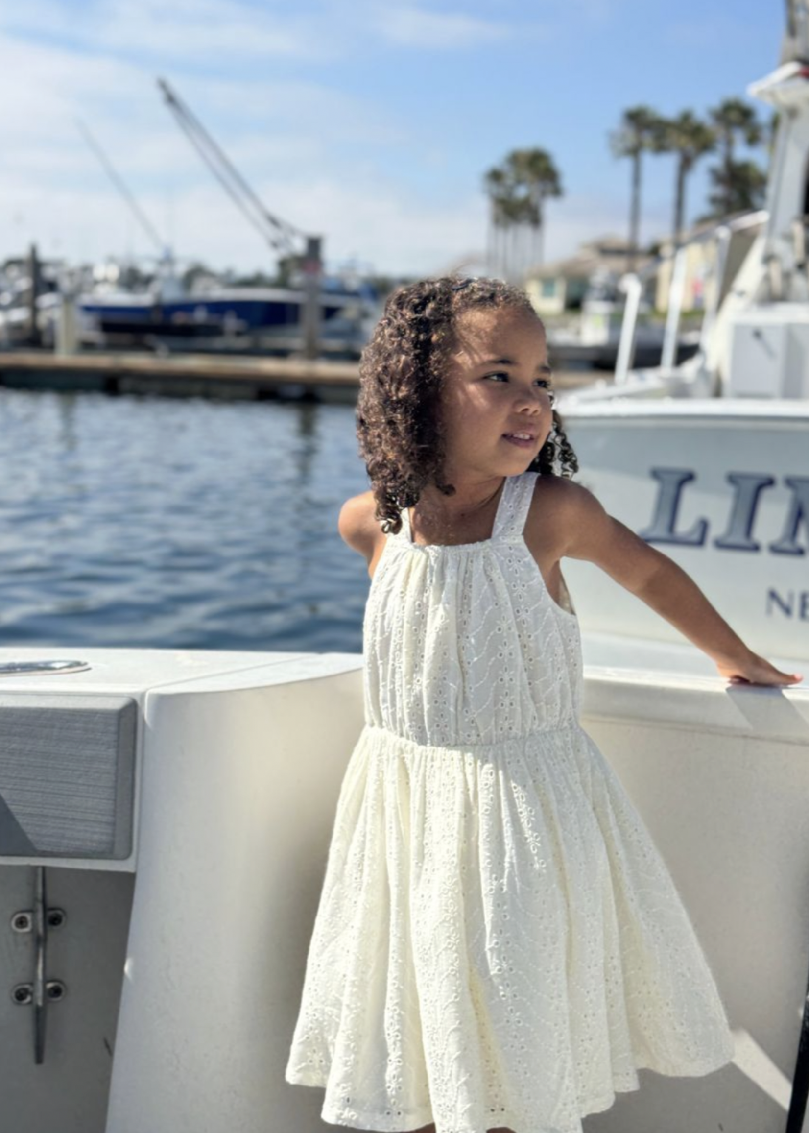 Elitaire Petite Sloane Dress in Cream Eyelet