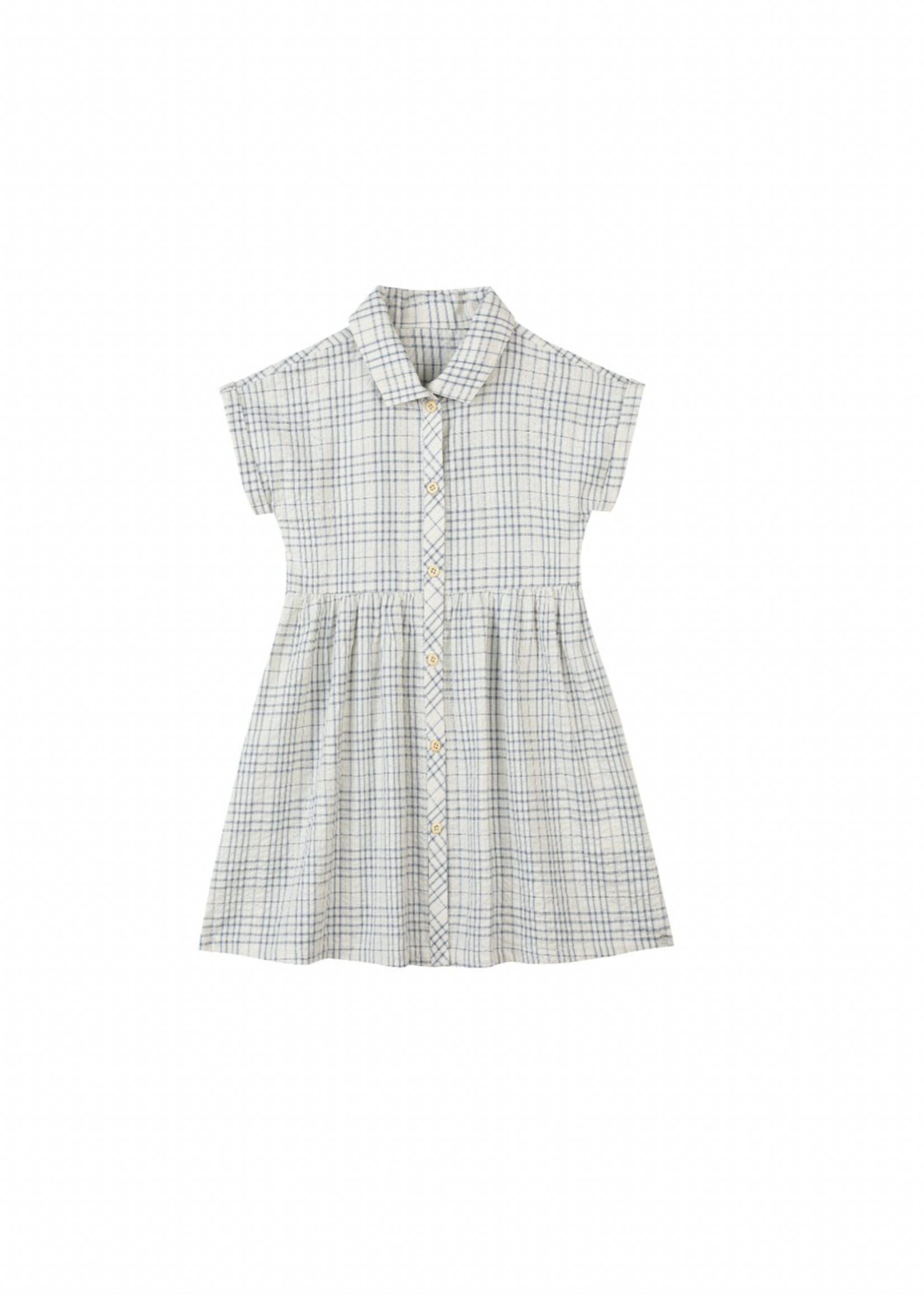 Elitaire Petite Heather Dress in Blue/Cream Plaid