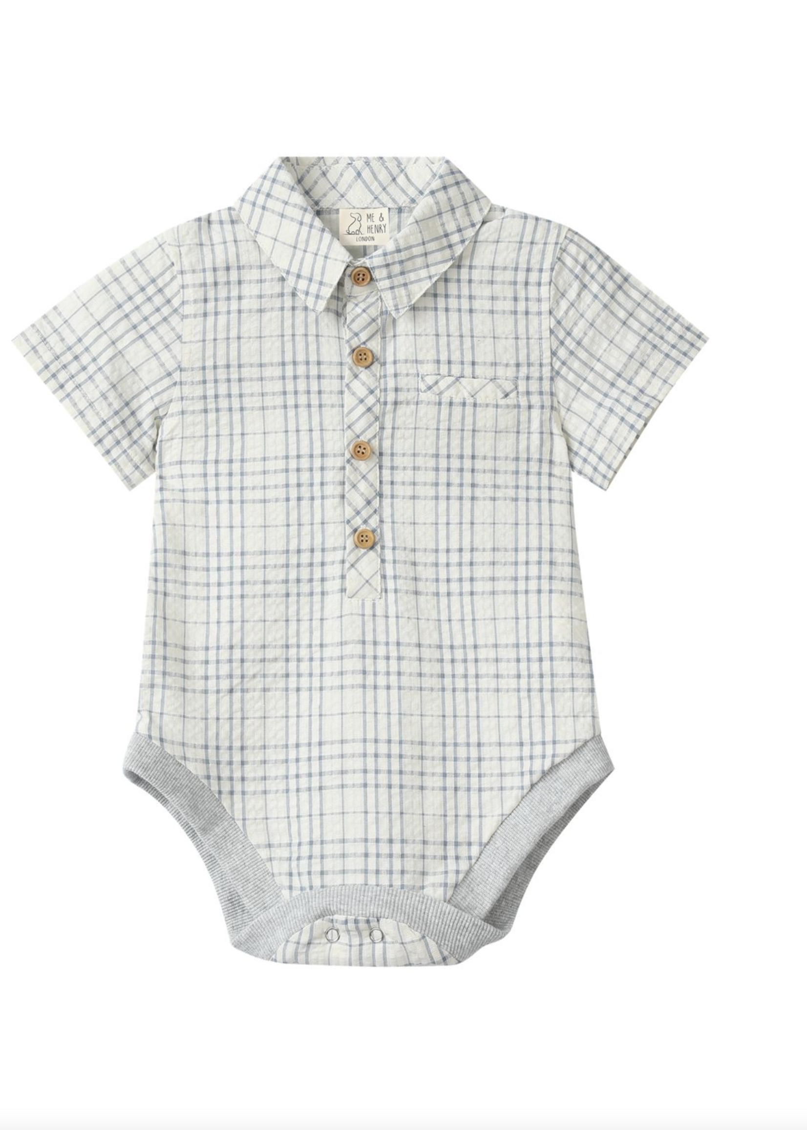 Elitaire Petite Newport Onesie/Shirt in Blue/Cream Plaid