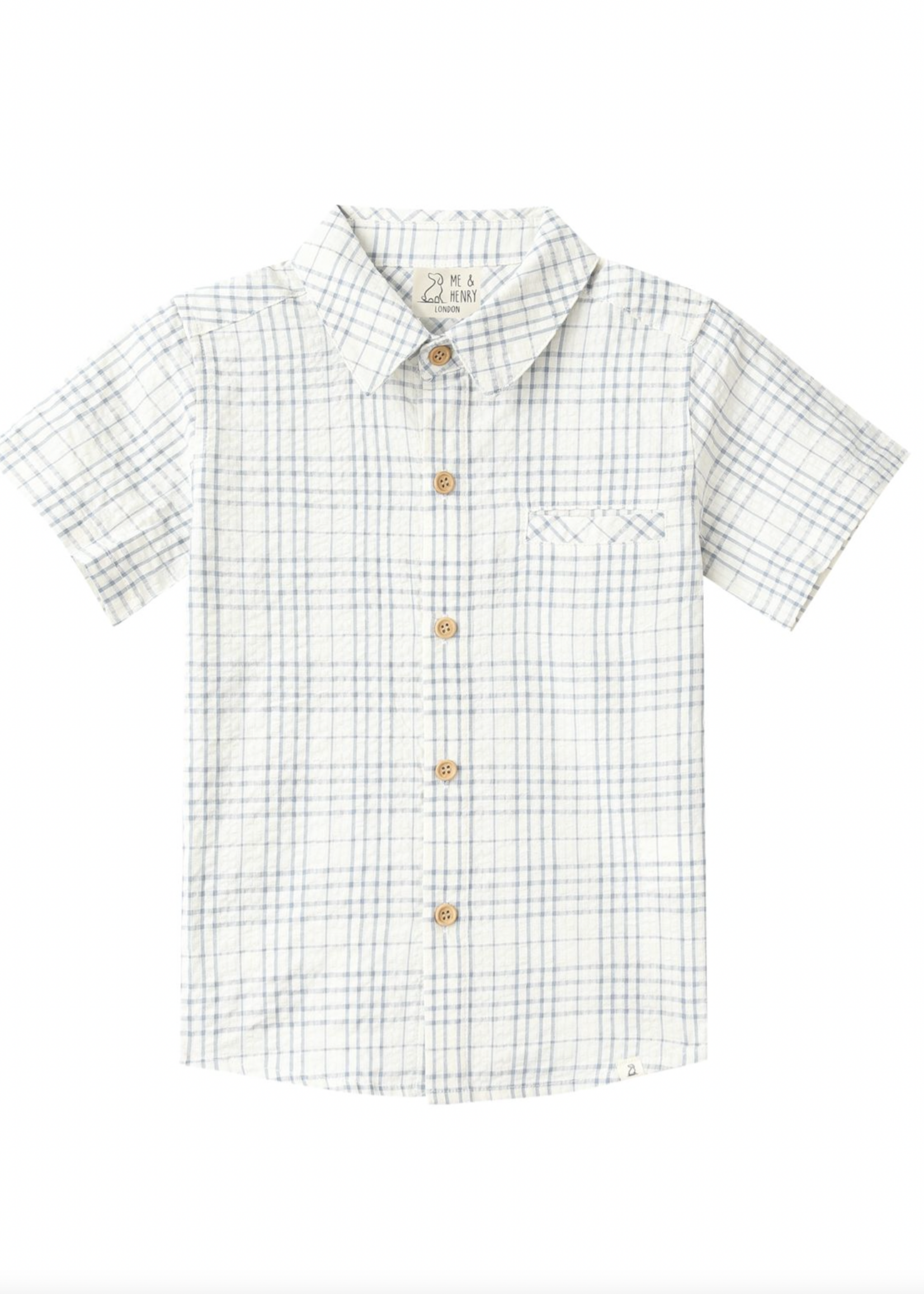Elitaire Petite Newport Onesie/Shirt in Blue/Cream Plaid