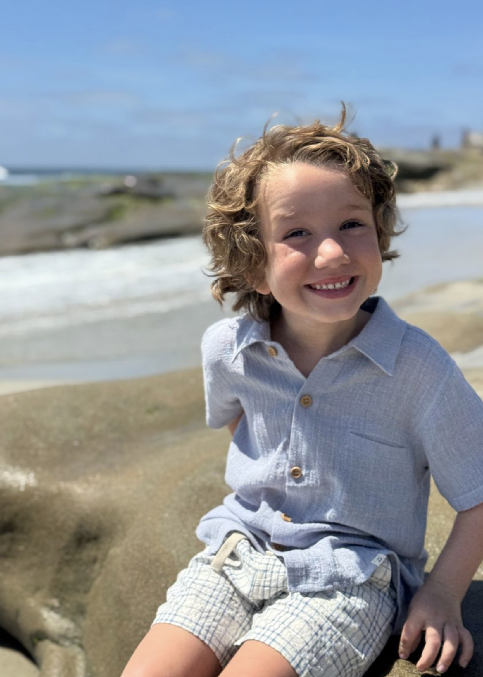 Elitaire Petite Newport Onesie/Shirt in Blue Grey