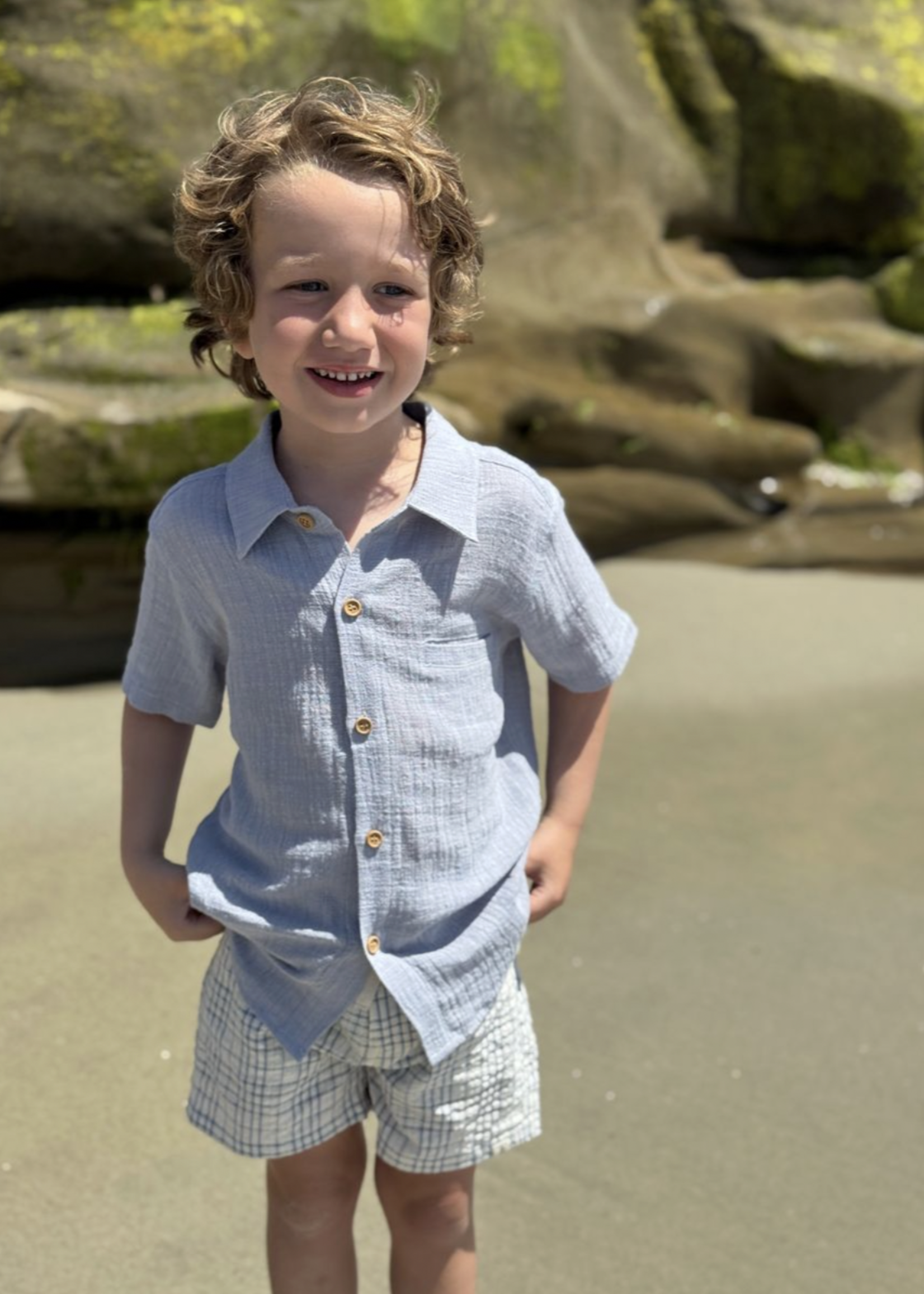 Elitaire Petite Newport Onesie/Shirt in Blue Grey