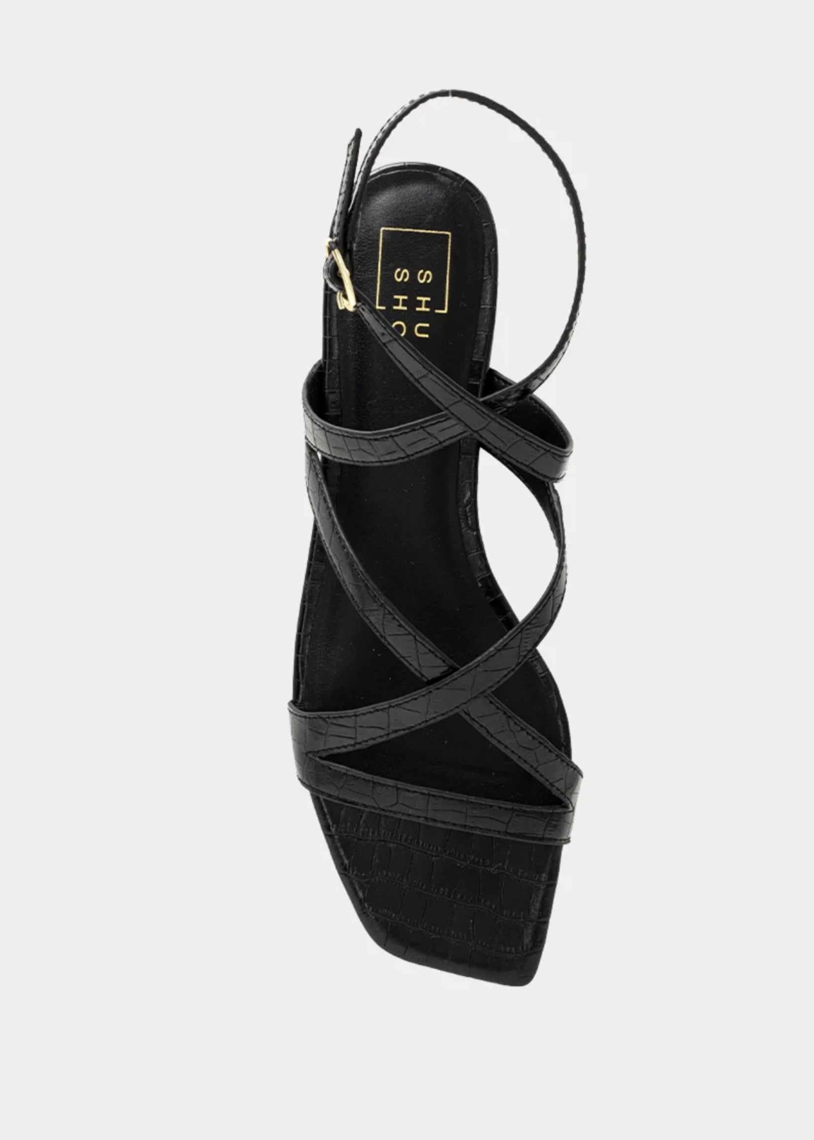 Elitaire Boutique Cecilia Sandal in Black Croc