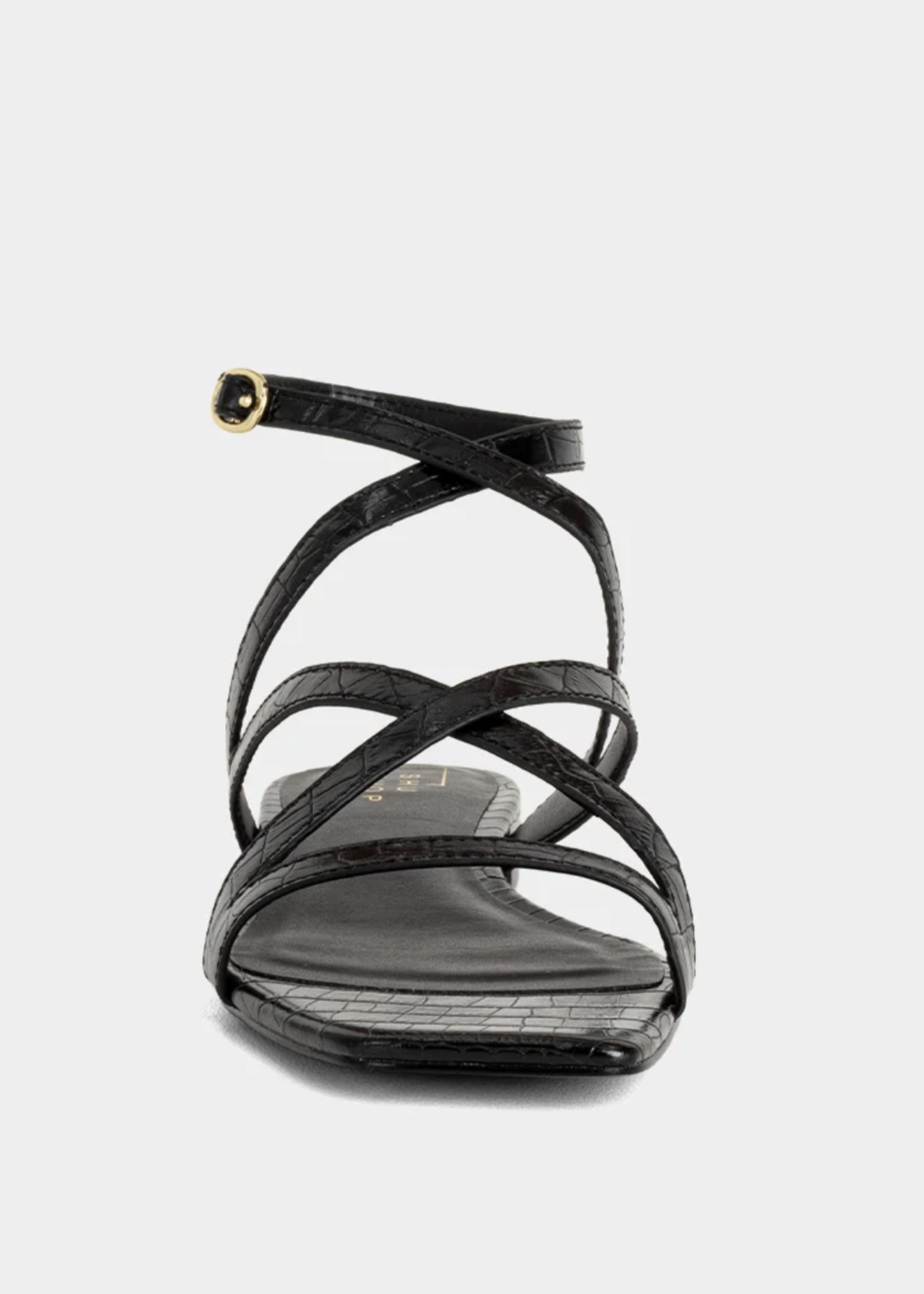 Elitaire Boutique Cecilia Sandal in Black Croc