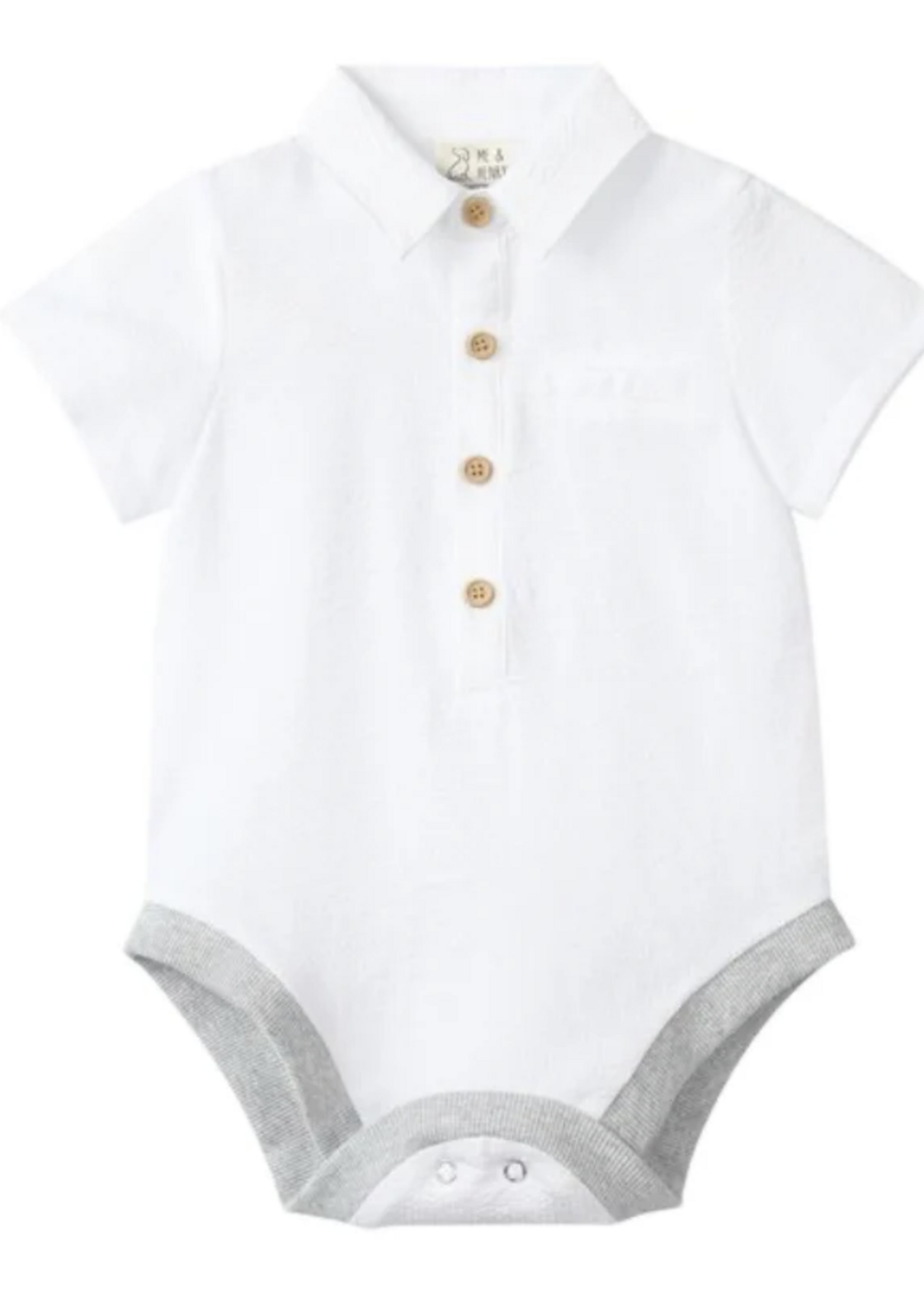 Elitaire Petite Newport Onesie/Shirt in White Seersucker