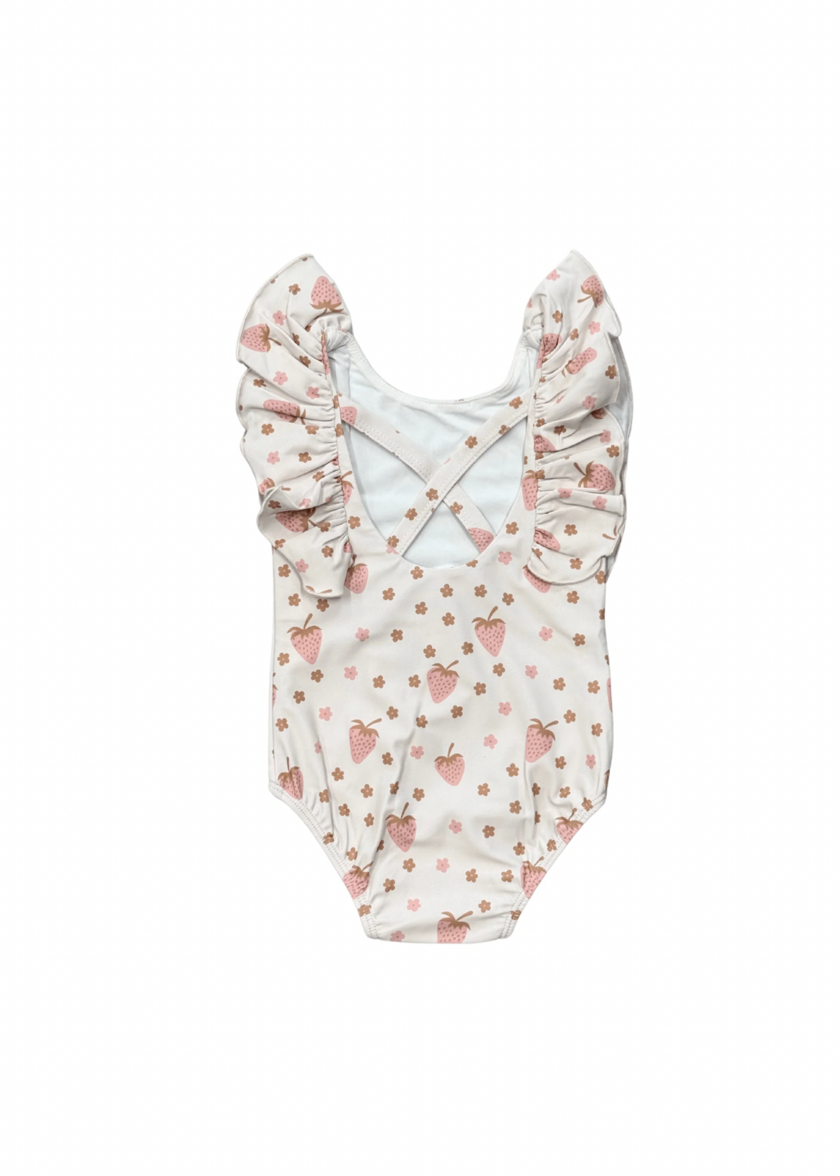 Elitaire Petite Strawberries Ruffle Sleeve Swimsuit
