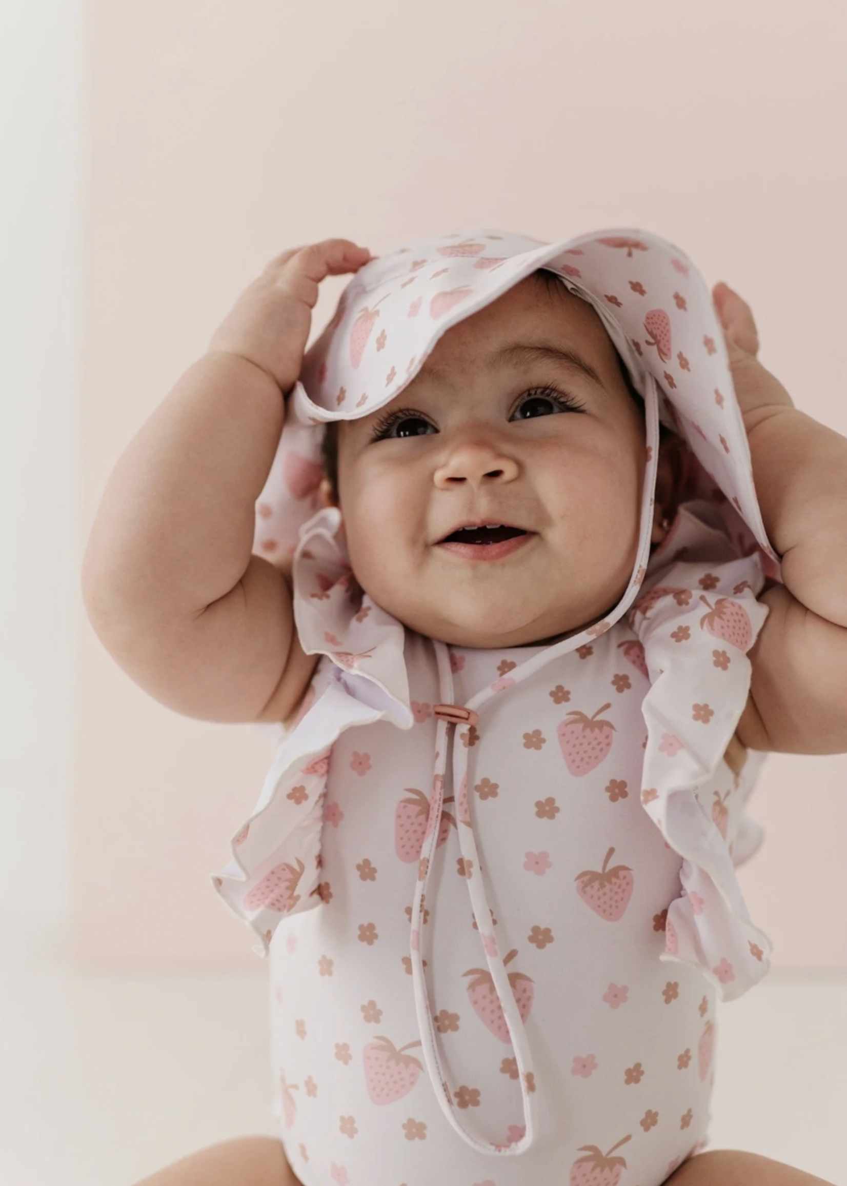 Elitaire Petite Strawberries Ruffle Sleeve Swimsuit