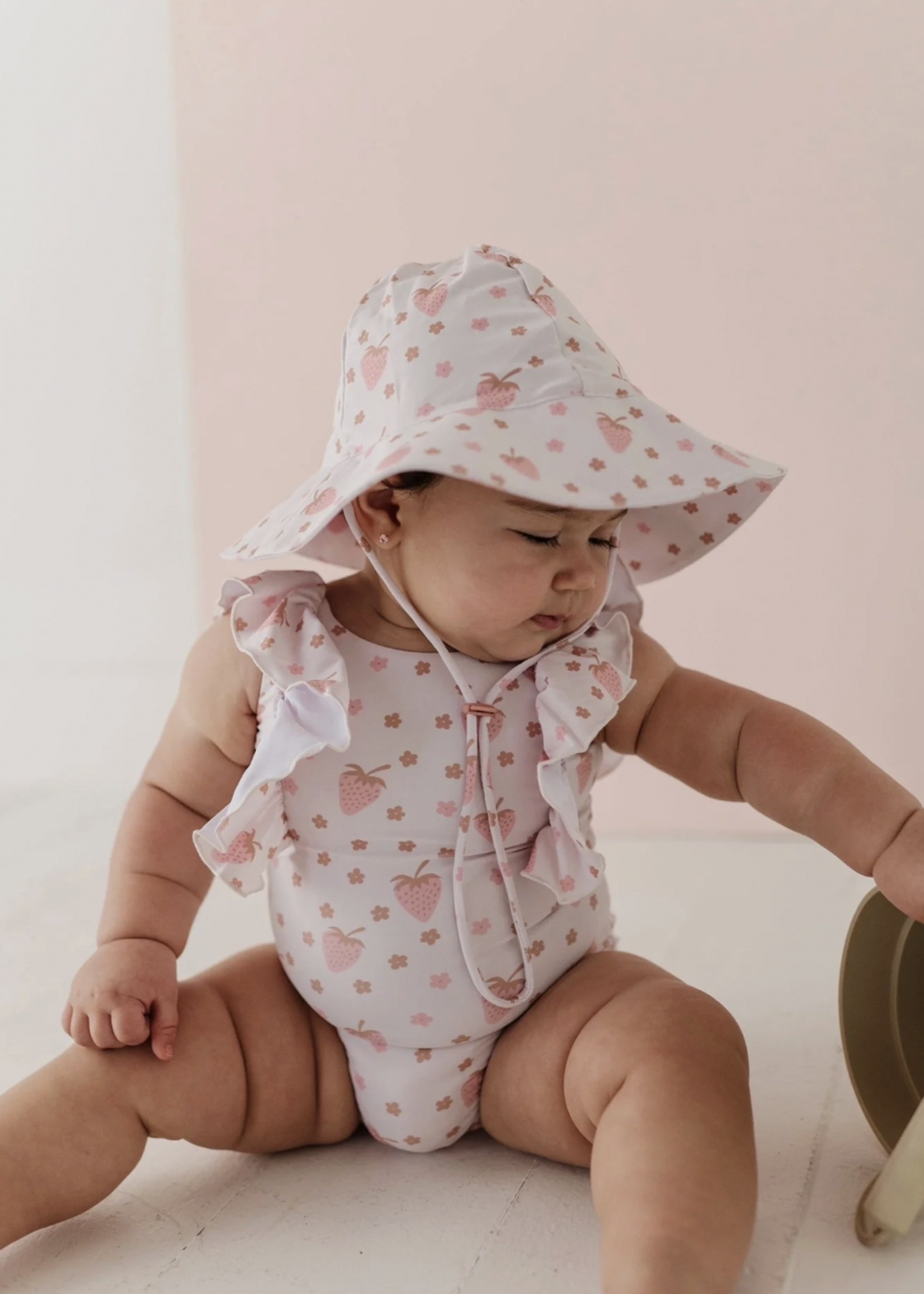 Elitaire Petite Strawberries Ruffle Sleeve Swimsuit