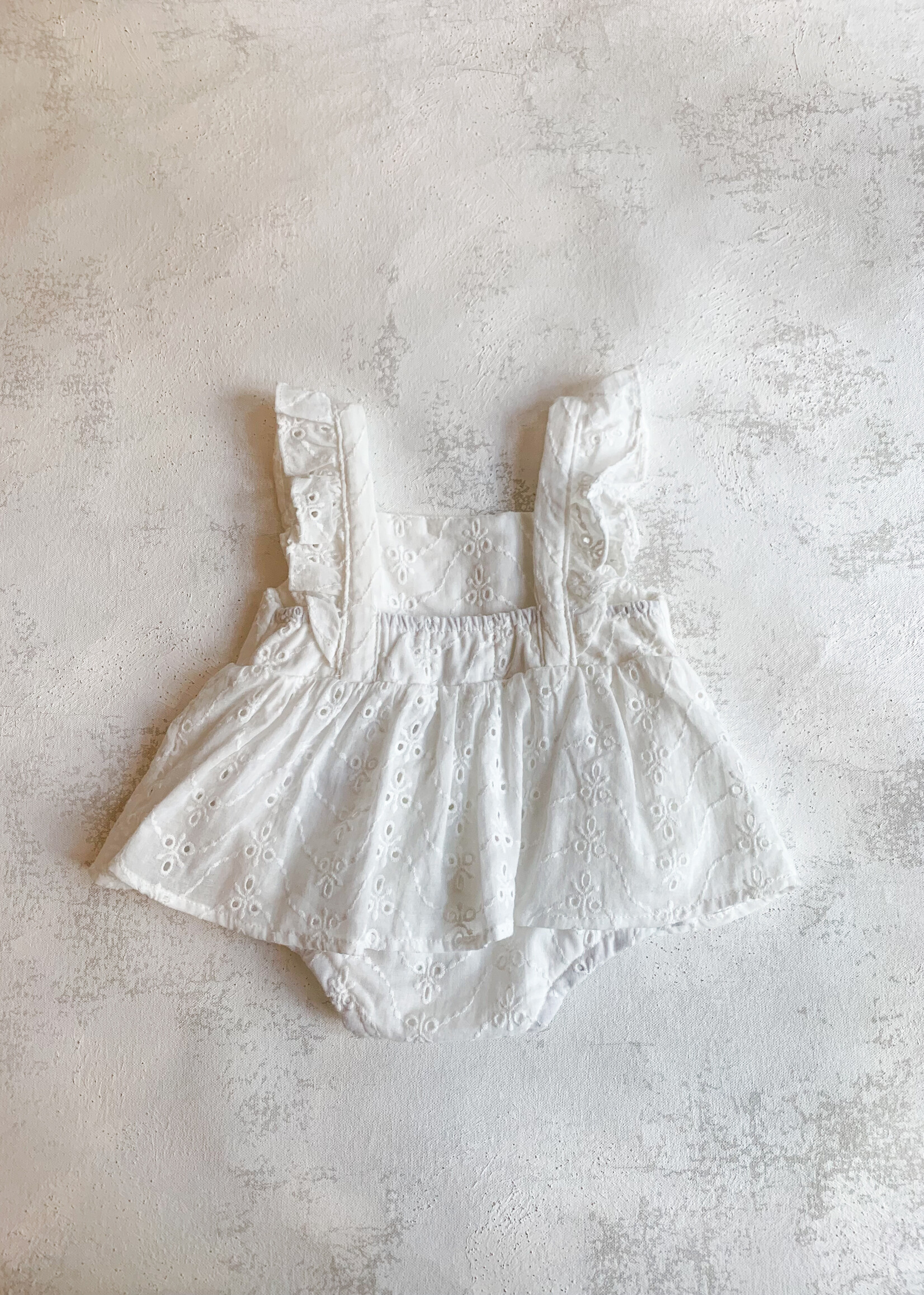 Elitaire Petite Casey Onesie Dress in White Eyelet