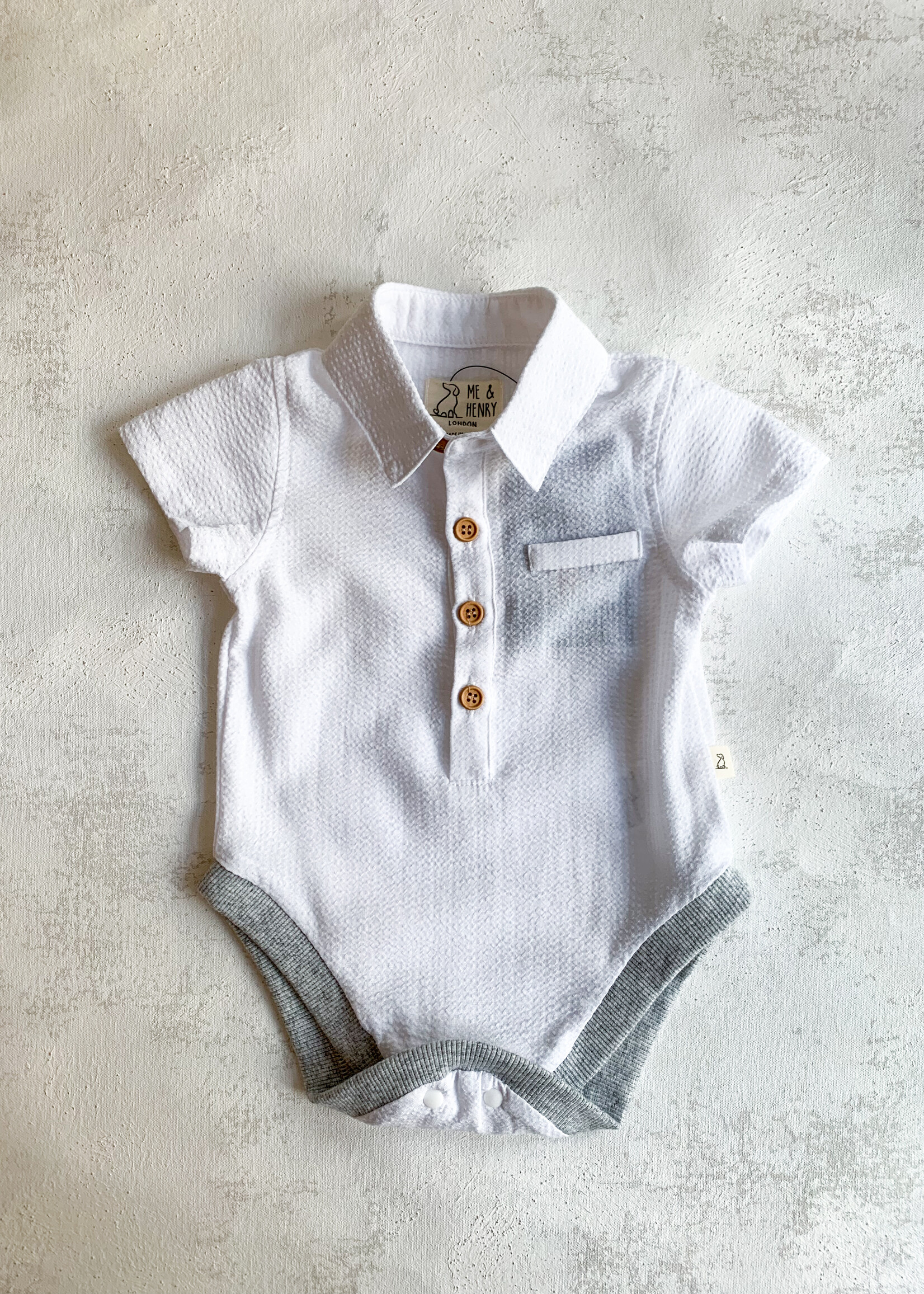 Elitaire Petite Newport Onesie/Shirt in White Seersucker