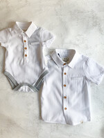Elitaire Petite Newport Onesie/Shirt in White Seersucker