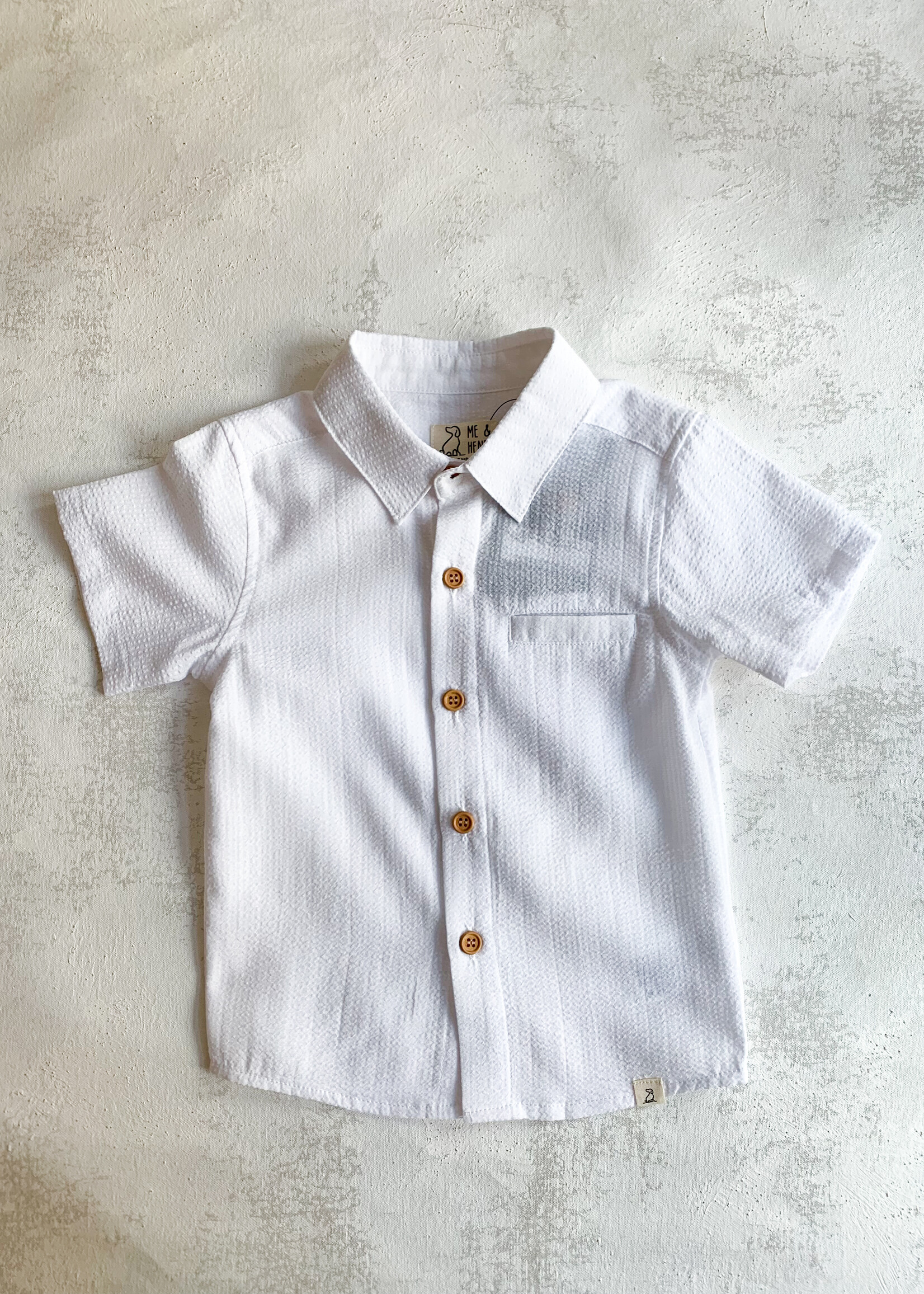 Elitaire Petite Newport Onesie/Shirt in White Seersucker