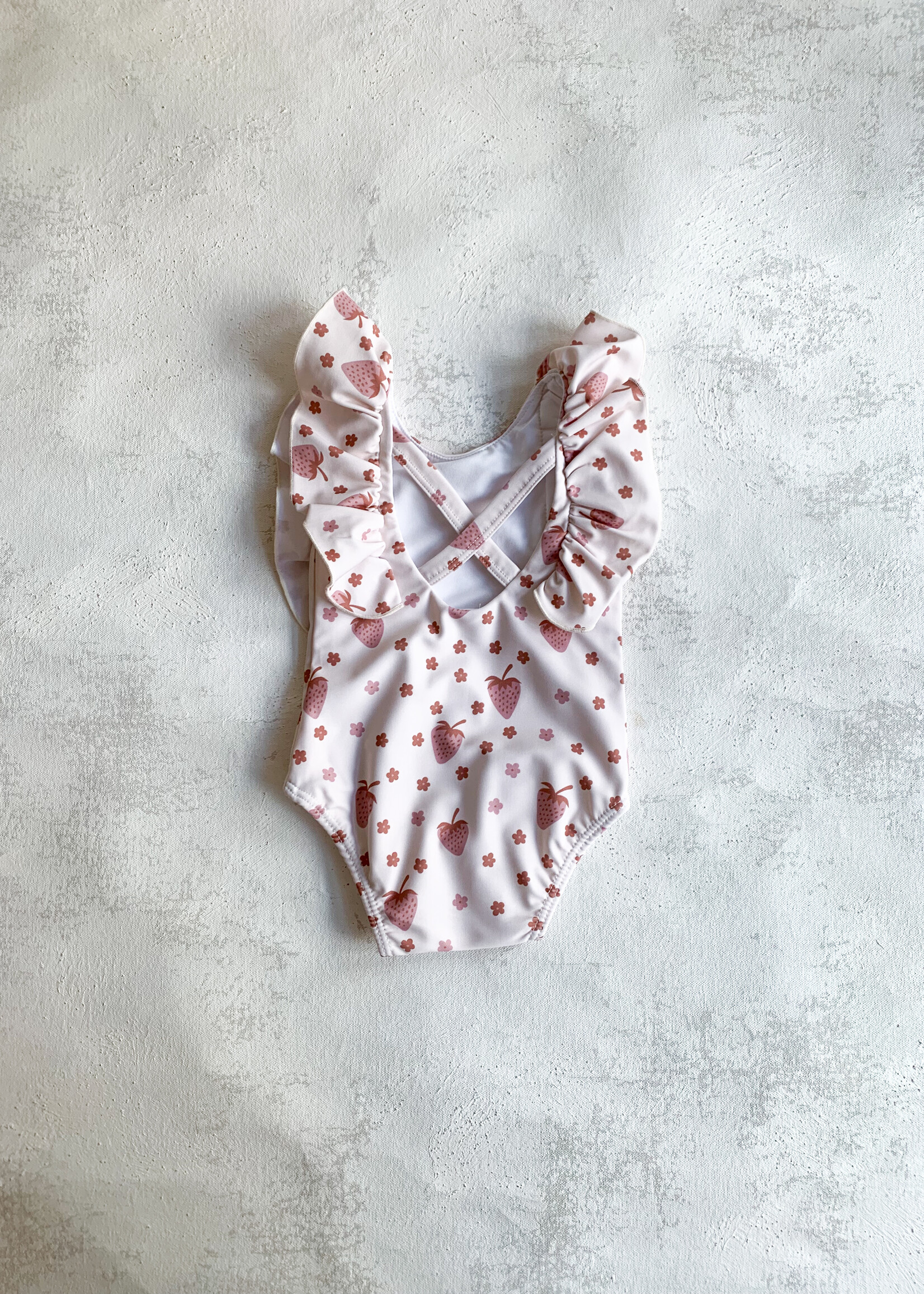 Elitaire Petite Strawberries Ruffle Sleeve Swimsuit