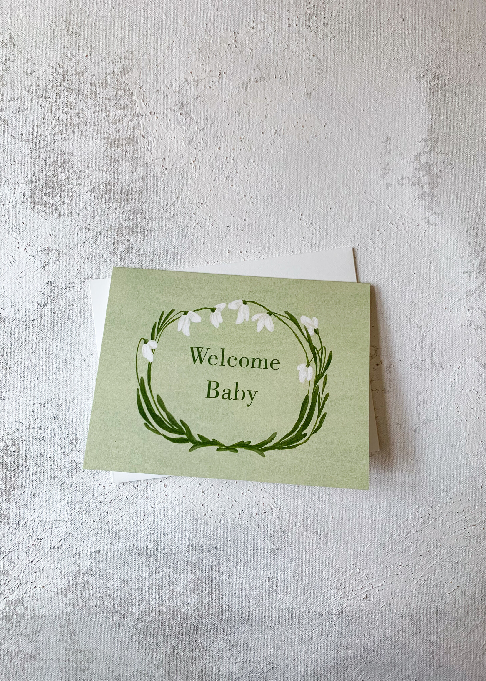 Elitaire Boutique Green Snowdrop Meadow Baby Card